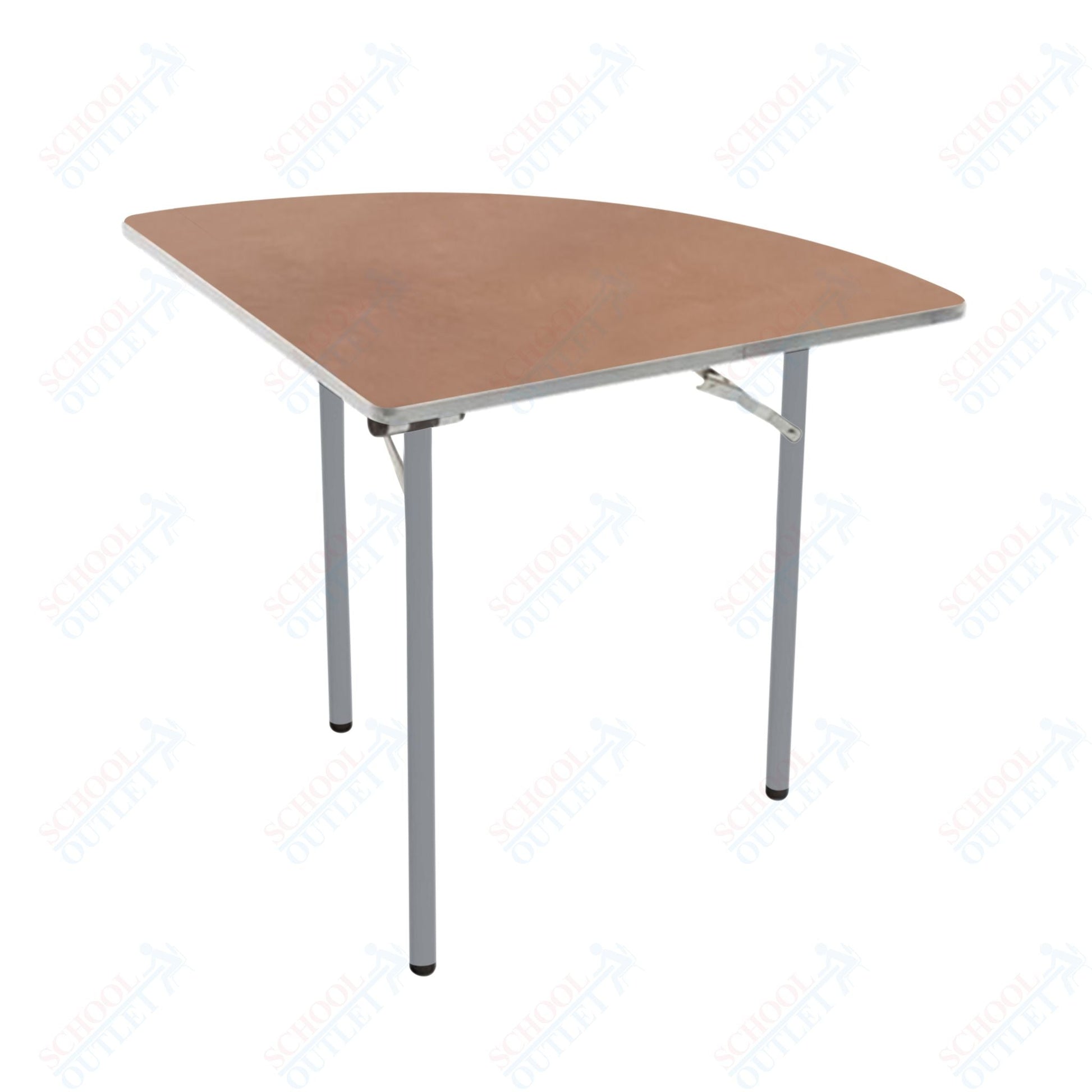 AmTab Folding Table - Plywood Stained and Sealed - Aluminum Edge - Quarter Round - Quarter 60" Diameter x 29"H (AmTab AMT - QR60PA) - SchoolOutlet