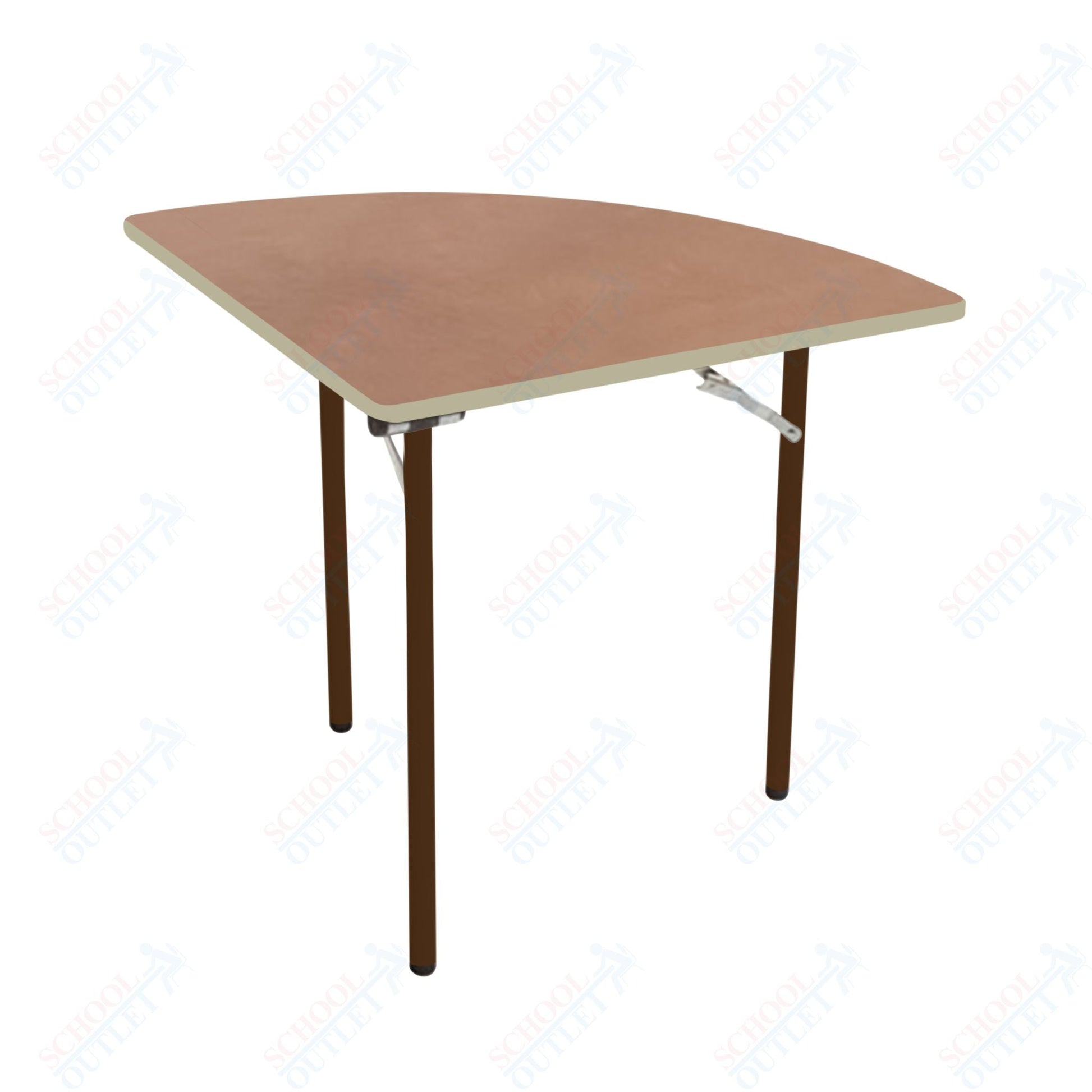 AmTab Folding Table - Plywood Stained and Sealed - Vinyl T - Molding Edge - Quarter Round - Quarter 60" Diameter x 29"H (AmTab AMT - QR60PM) - SchoolOutlet