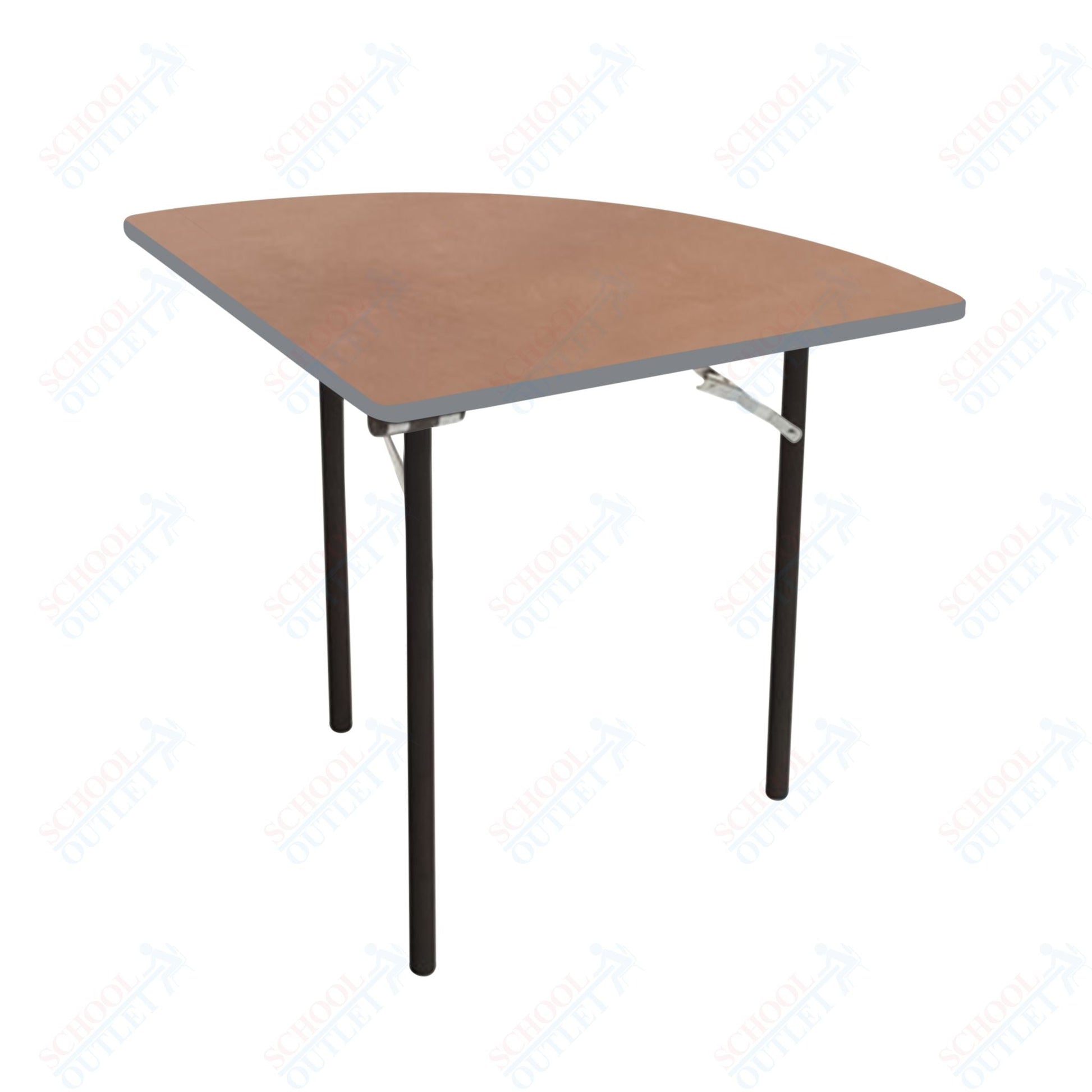 AmTab Folding Table - Plywood Stained and Sealed - Vinyl T - Molding Edge - Quarter Round - Quarter 60" Diameter x 29"H (AmTab AMT - QR60PM) - SchoolOutlet