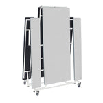AmTab Mobile Bench Table - Rectangle - White Metal Frame Chambray Gris Laminate Top with Silver Dyna Rock Edge - 30