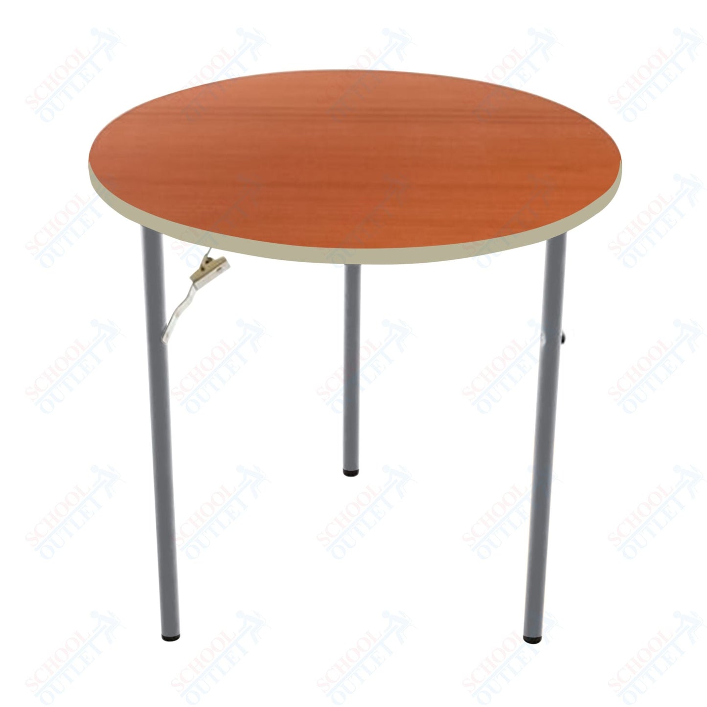 AmTab Folding Table - Plywood Stained and Sealed - Vinyl T - Molding Edge - Round - 36" Diameter x 29"H (AmTab AMT - R36PM) - SchoolOutlet
