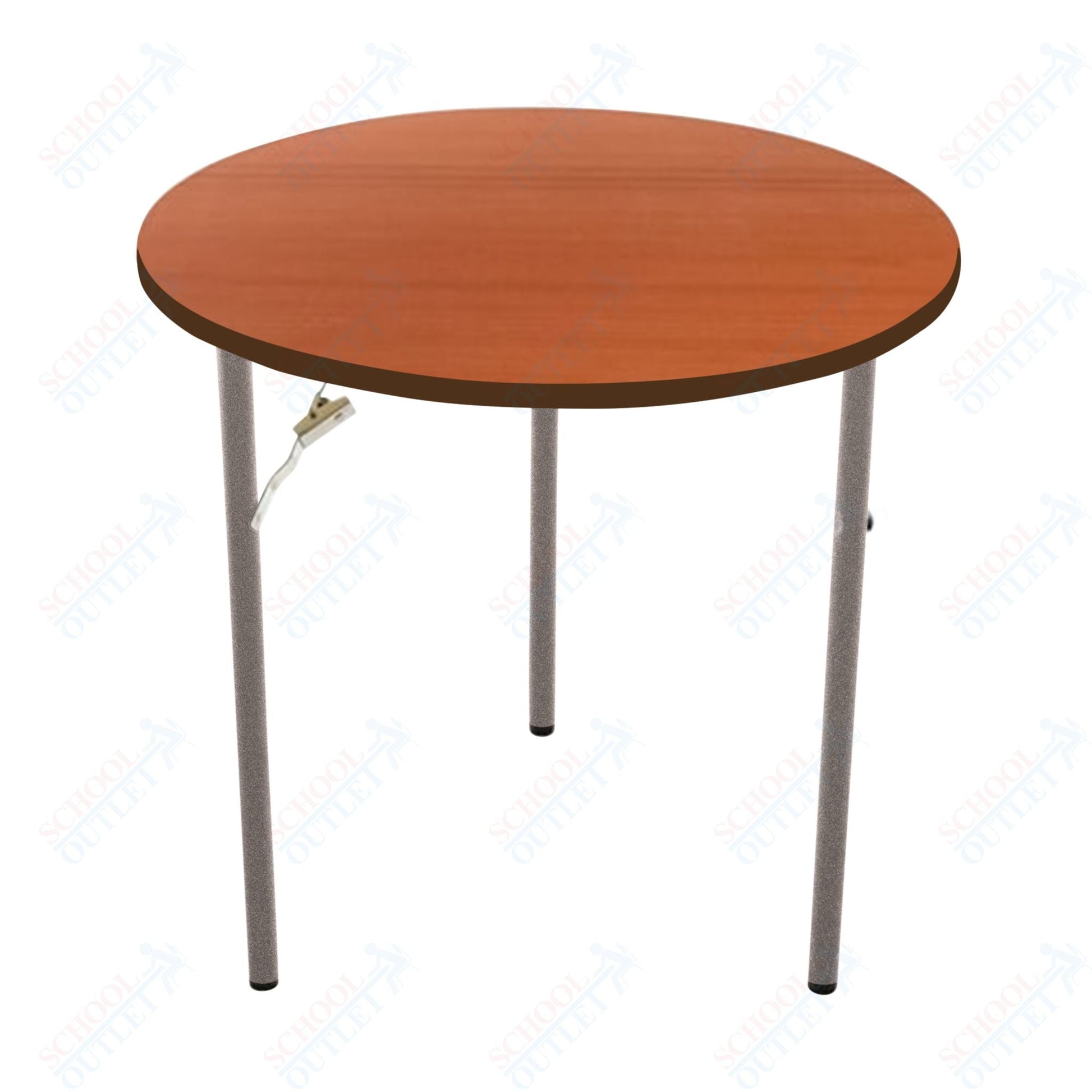 AmTab Folding Table - Plywood Stained and Sealed - Vinyl T - Molding Edge - Round - 36" Diameter x 29"H (AmTab AMT - R36PM) - SchoolOutlet