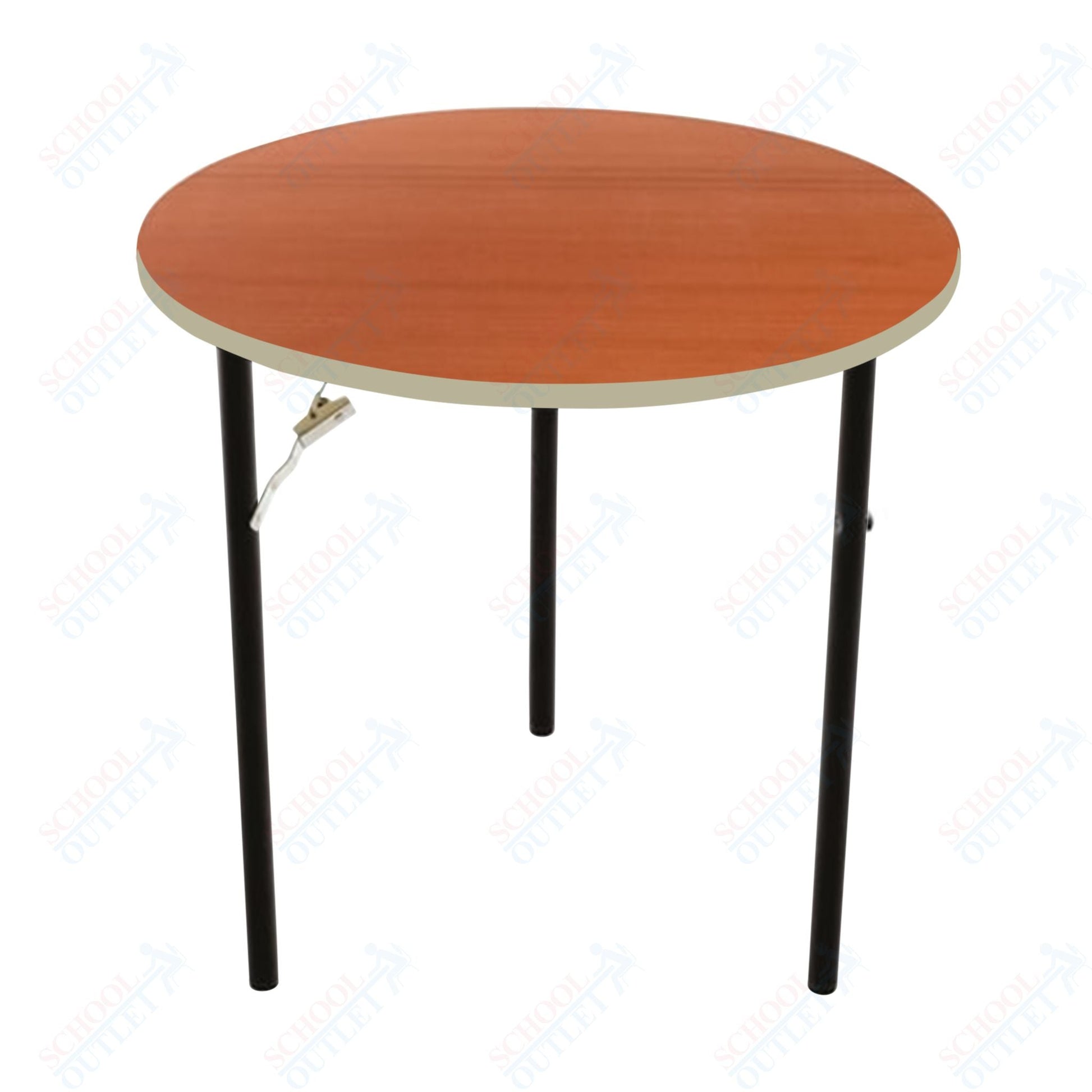 AmTab Folding Table - Plywood Stained and Sealed - Vinyl T - Molding Edge - Round - 48" Diameter x 29"H (AmTab AMT - R48PM) - SchoolOutlet