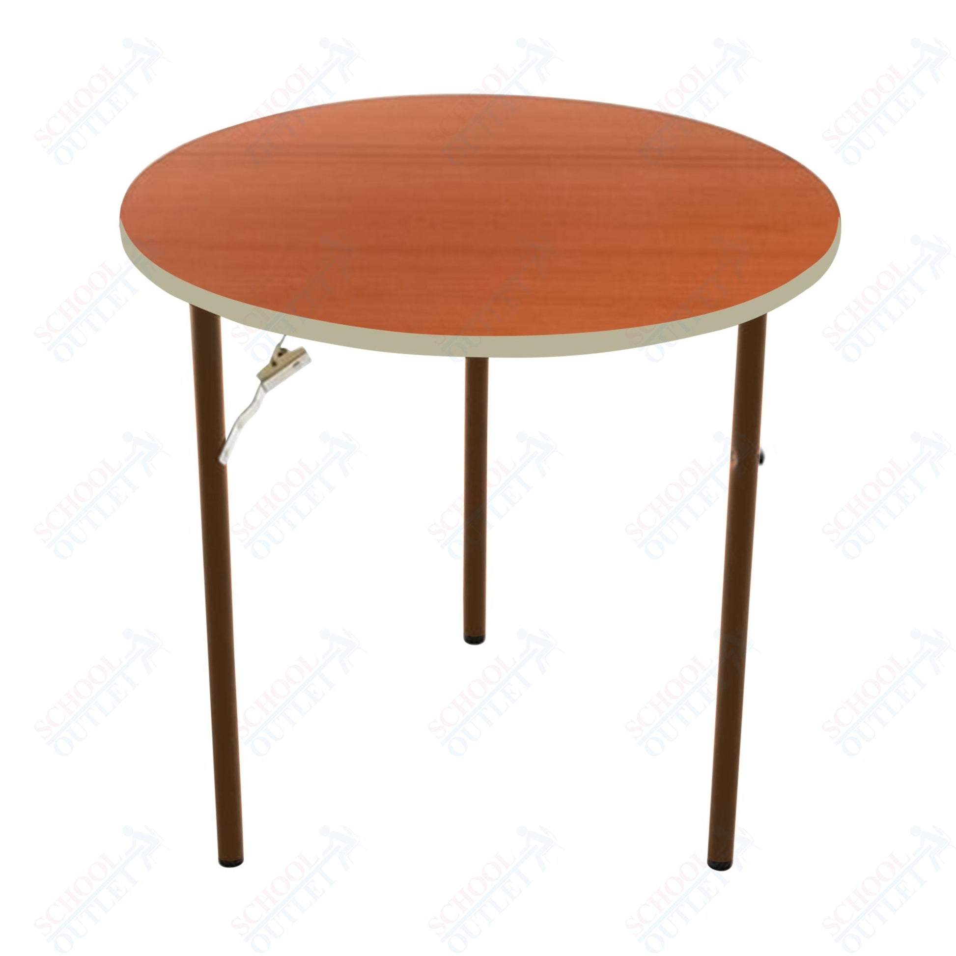 AmTab Folding Table - Plywood Stained and Sealed - Vinyl T - Molding Edge - Round - 48" Diameter x 29"H (AmTab AMT - R48PM) - SchoolOutlet