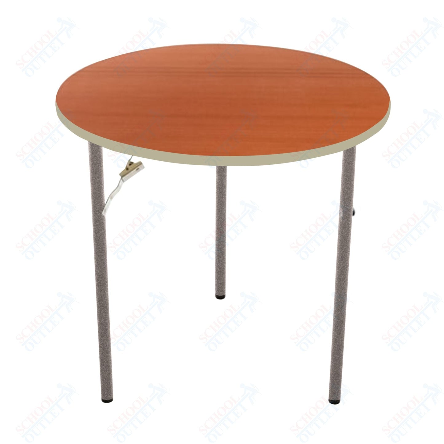 AmTab Folding Table - Plywood Stained and Sealed - Vinyl T - Molding Edge - Round - 48" Diameter x 29"H (AmTab AMT - R48PM) - SchoolOutlet