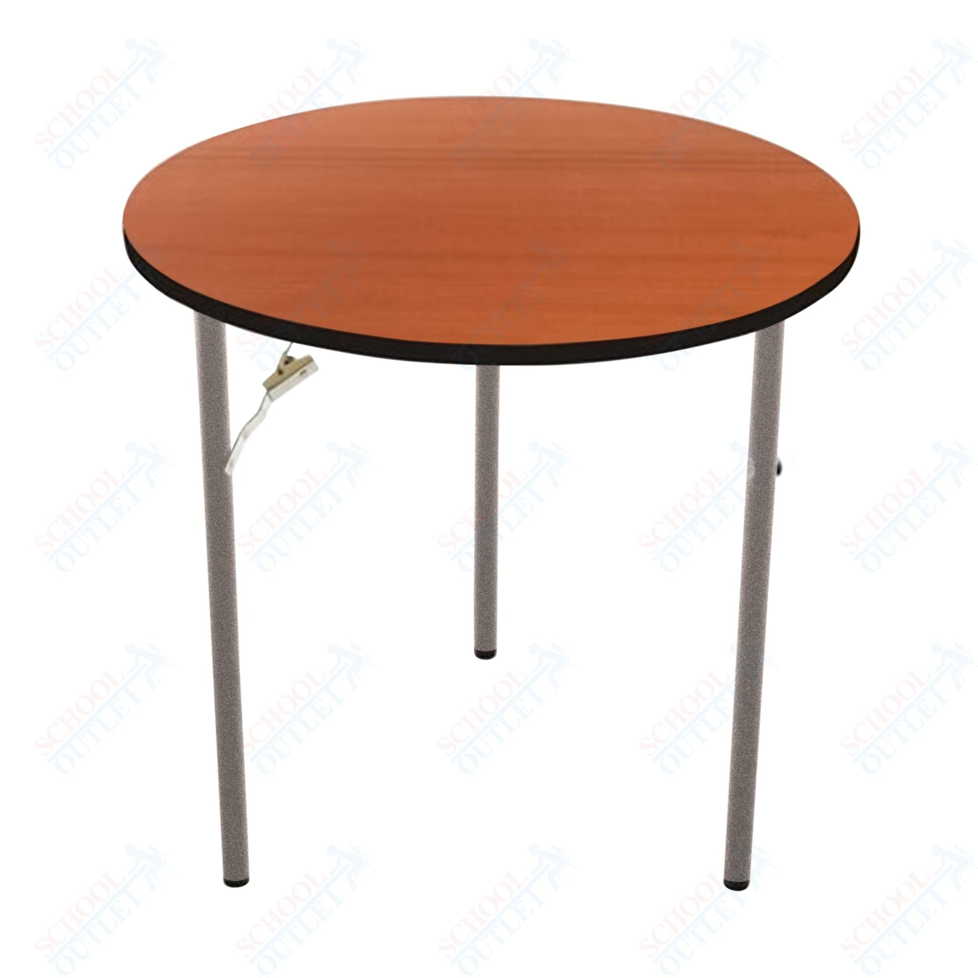 AmTab Folding Table - Plywood Stained and Sealed - Vinyl T - Molding Edge - Round - 48" Diameter x 29"H (AmTab AMT - R48PM) - SchoolOutlet