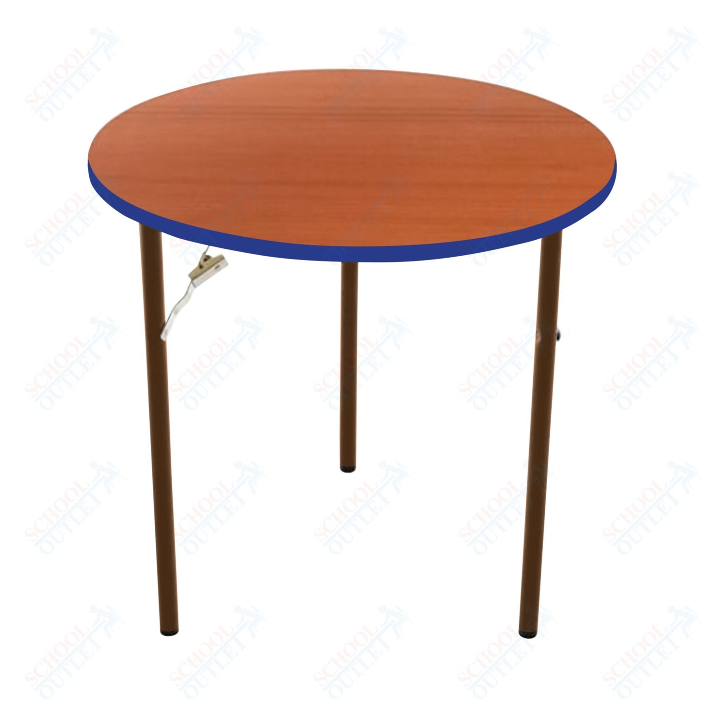 AmTab Folding Table - Plywood Stained and Sealed - Vinyl T - Molding Edge - Round - 48" Diameter x 29"H (AmTab AMT - R48PM) - SchoolOutlet
