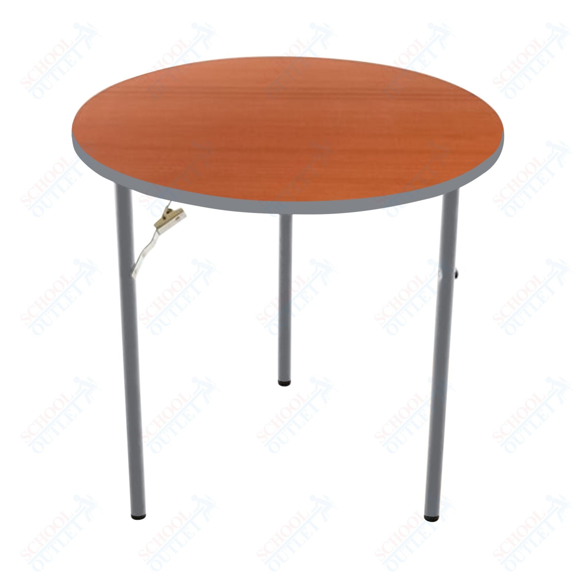 AmTab Folding Table - Plywood Stained and Sealed - Vinyl T - Molding Edge - Round - 48" Diameter x 29"H (AmTab AMT - R48PM) - SchoolOutlet