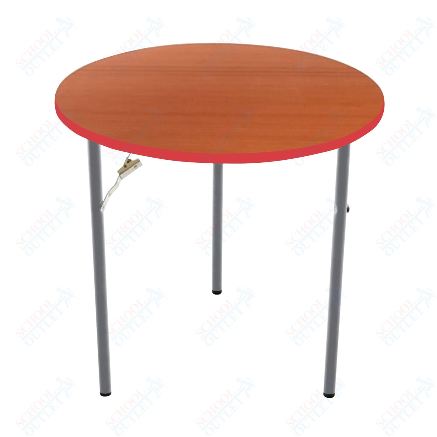 AmTab Folding Table - Plywood Stained and Sealed - Vinyl T - Molding Edge - Round - 48" Diameter x 29"H (AmTab AMT - R48PM) - SchoolOutlet