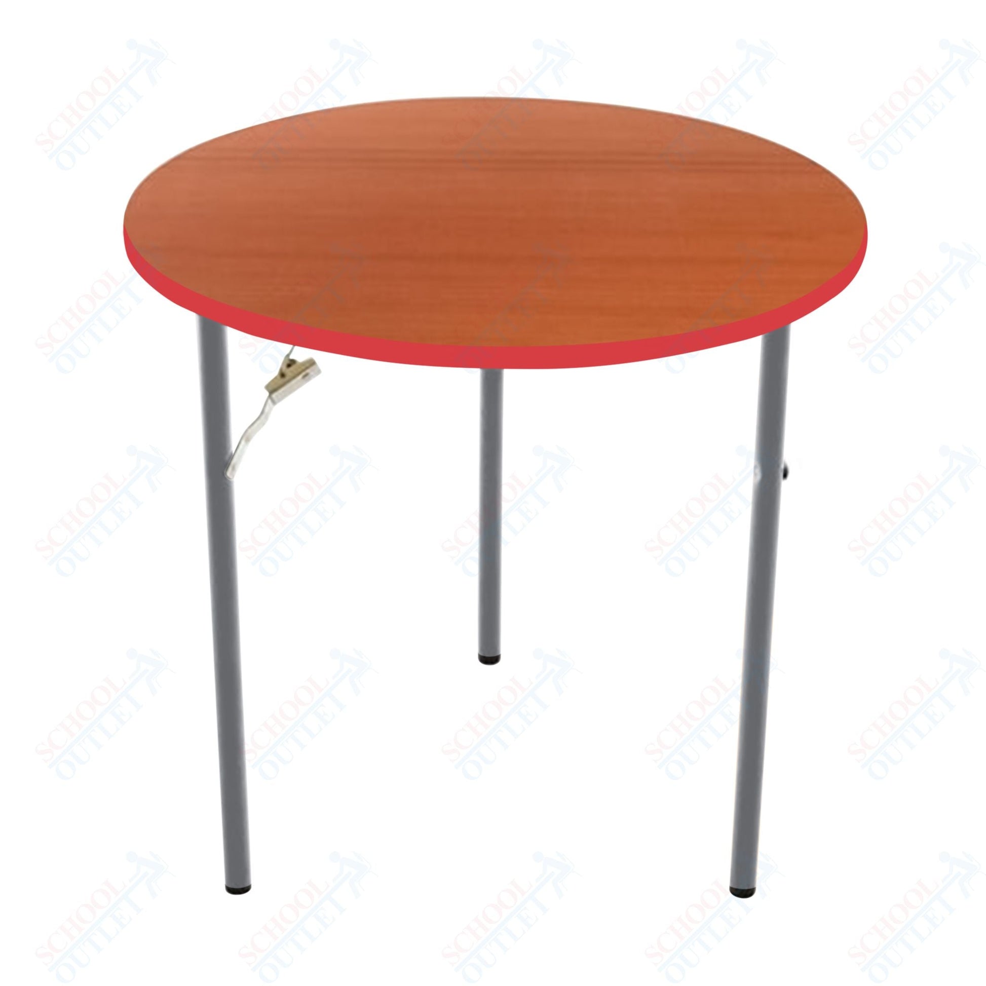 AmTab Folding Table - Plywood Stained and Sealed - Vinyl T - Molding Edge - Round - 48" Diameter x 29"H (AmTab AMT - R48PM) - SchoolOutlet