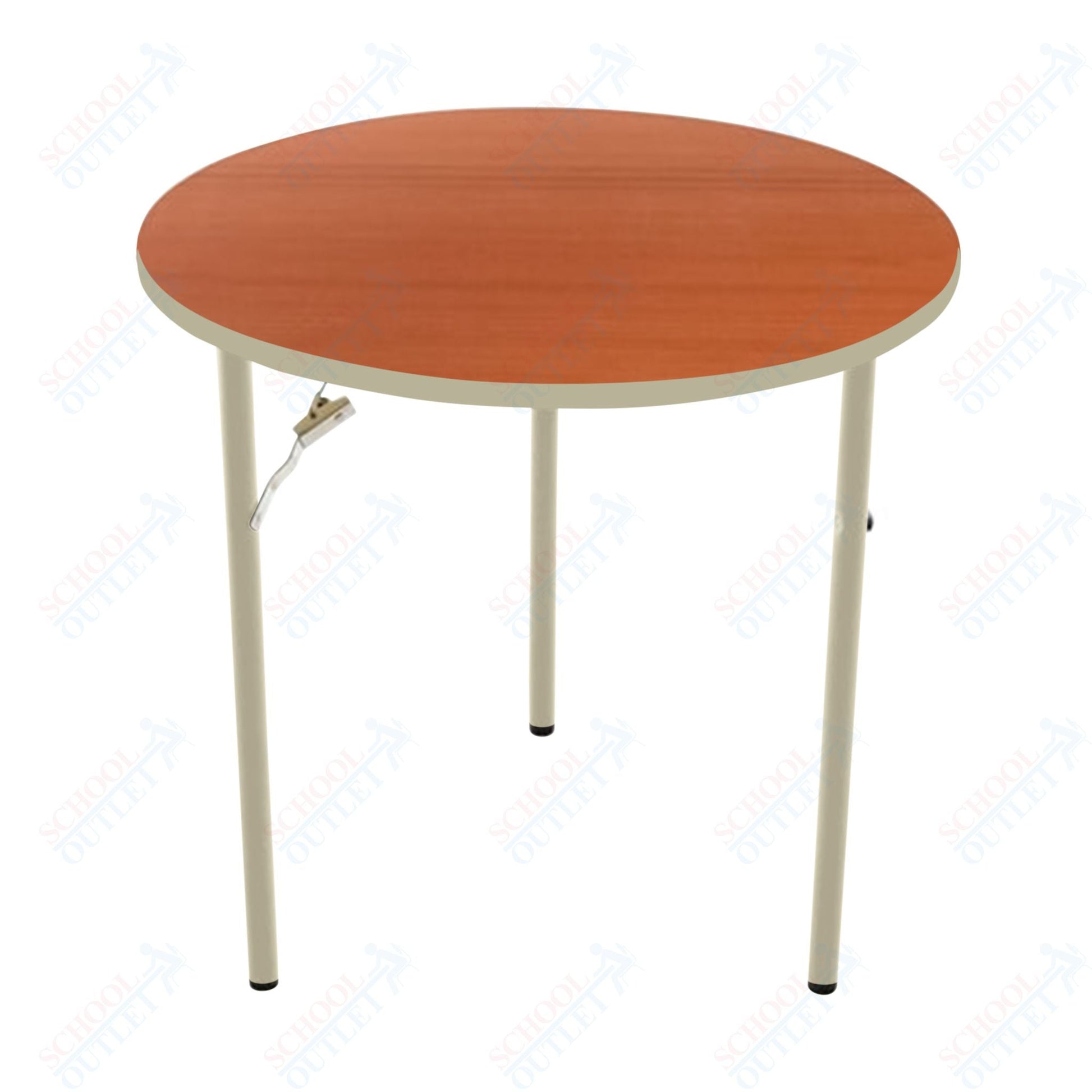 AmTab Folding Table - Plywood Stained and Sealed - Vinyl T - Molding Edge - Round - 54" Diameter x 29"H (AmTab AMT - R54PM) - SchoolOutlet