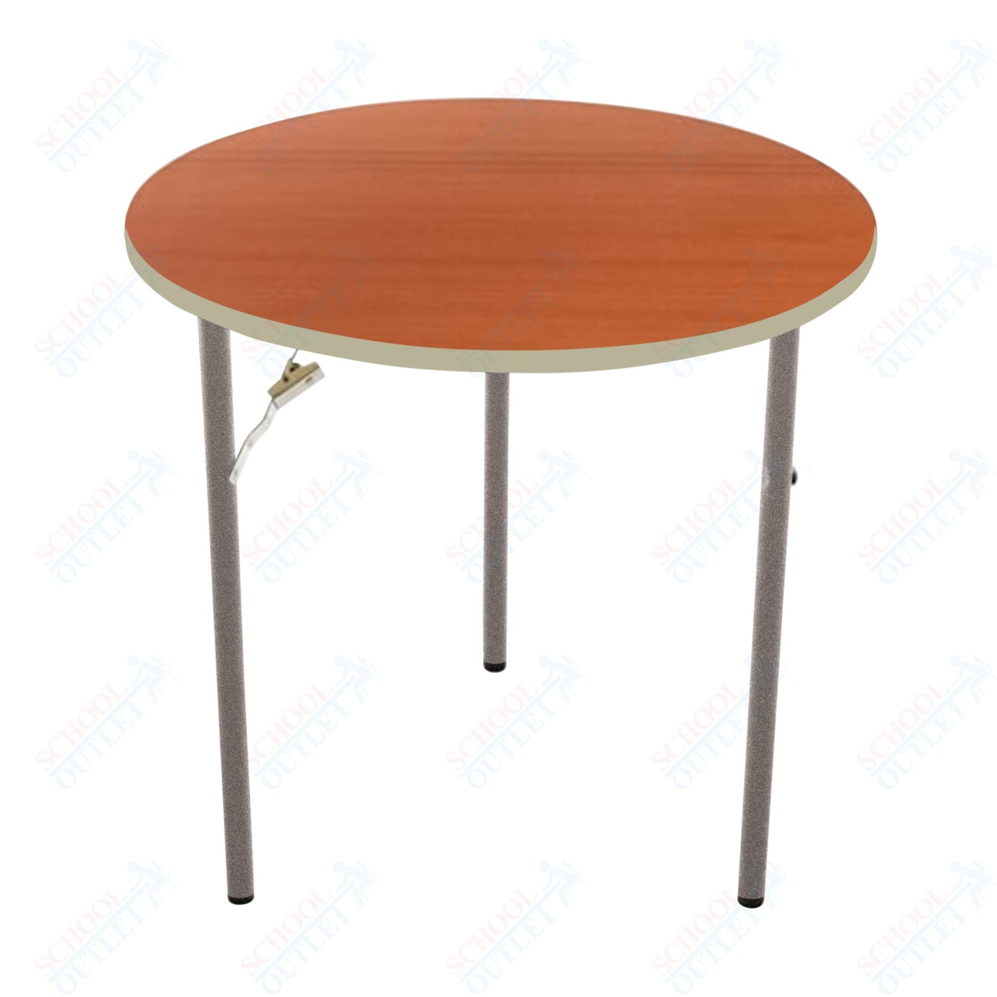 AmTab Folding Table - Plywood Stained and Sealed - Vinyl T - Molding Edge - Round - 54" Diameter x 29"H (AmTab AMT - R54PM) - SchoolOutlet