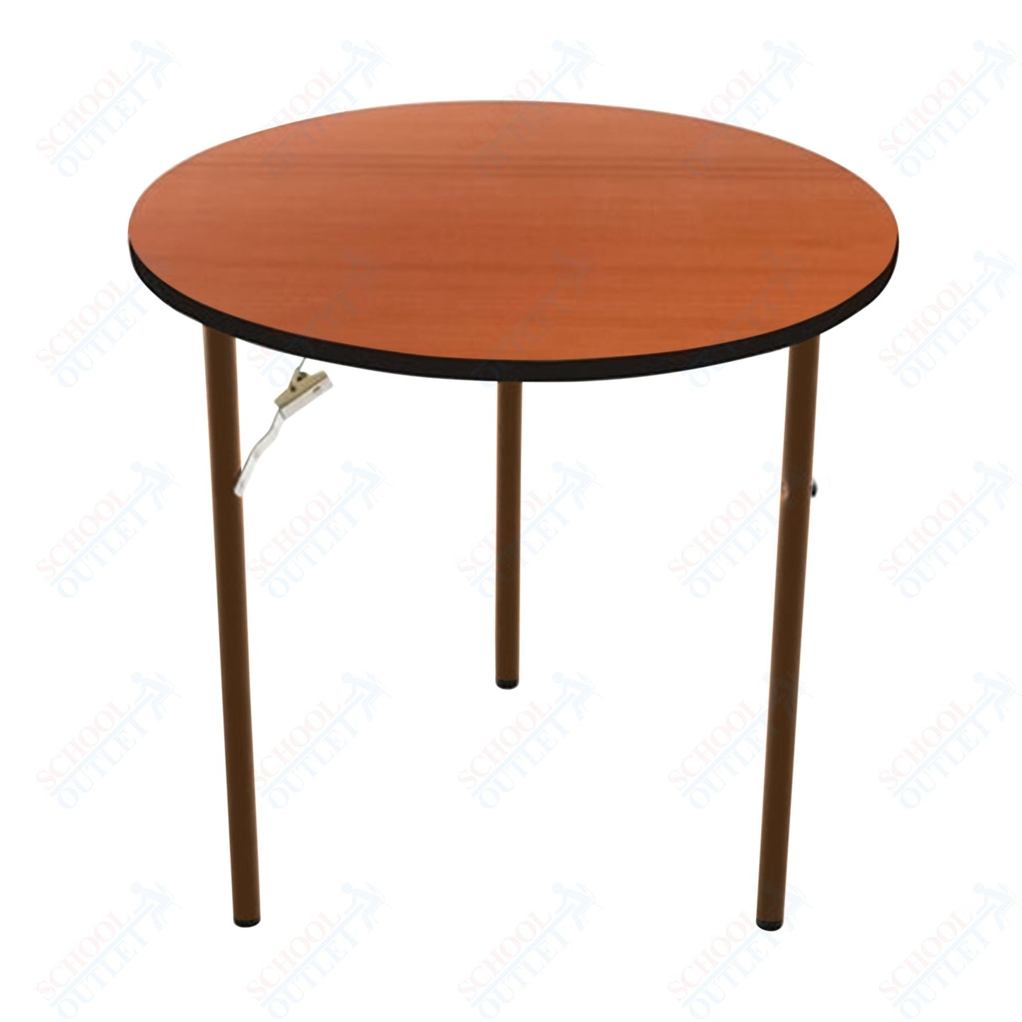 AmTab Folding Table - Plywood Stained and Sealed - Vinyl T - Molding Edge - Round - 54" Diameter x 29"H (AmTab AMT - R54PM) - SchoolOutlet