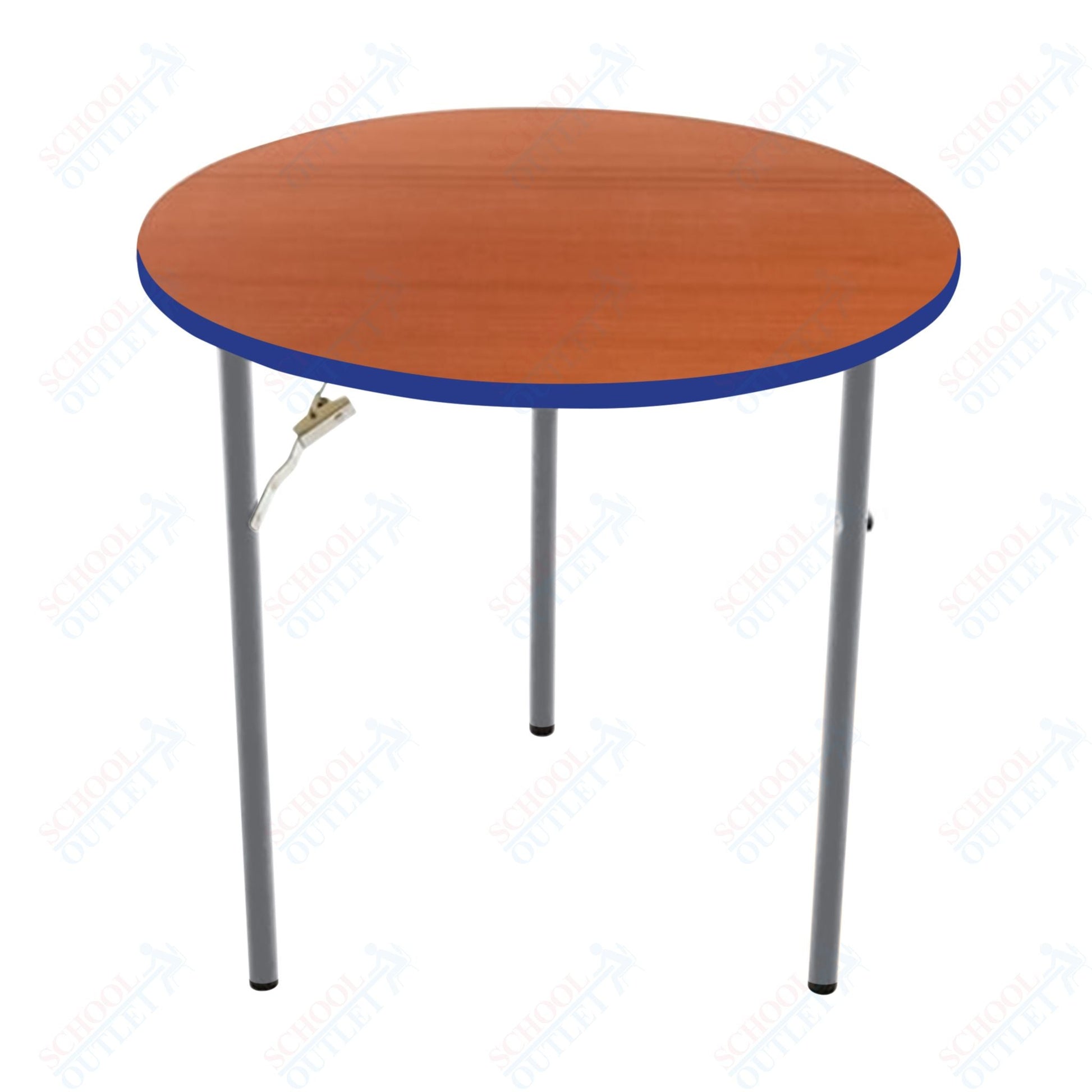 AmTab Folding Table - Plywood Stained and Sealed - Vinyl T - Molding Edge - Round - 54" Diameter x 29"H (AmTab AMT - R54PM) - SchoolOutlet