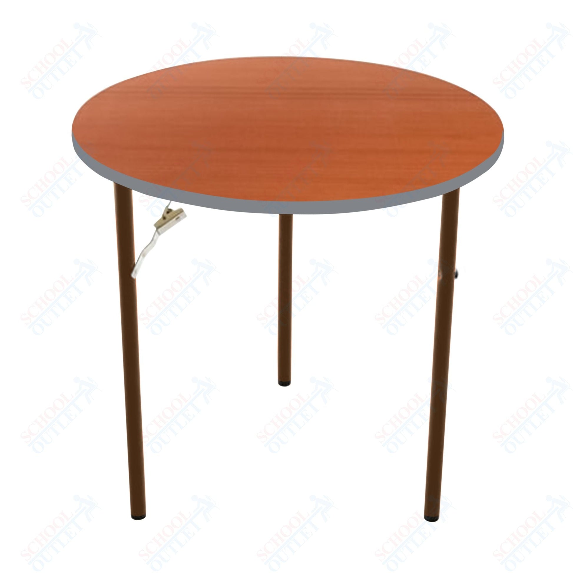 AmTab Folding Table - Plywood Stained and Sealed - Vinyl T - Molding Edge - Round - 54" Diameter x 29"H (AmTab AMT - R54PM) - SchoolOutlet