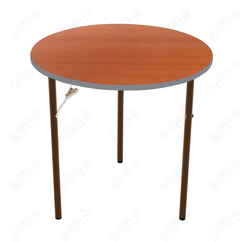 AmTab Folding Table - Plywood Stained and Sealed - Vinyl T - Molding Edge - Round - 54" Diameter x 29"H (AmTab AMT - R54PM) - SchoolOutlet