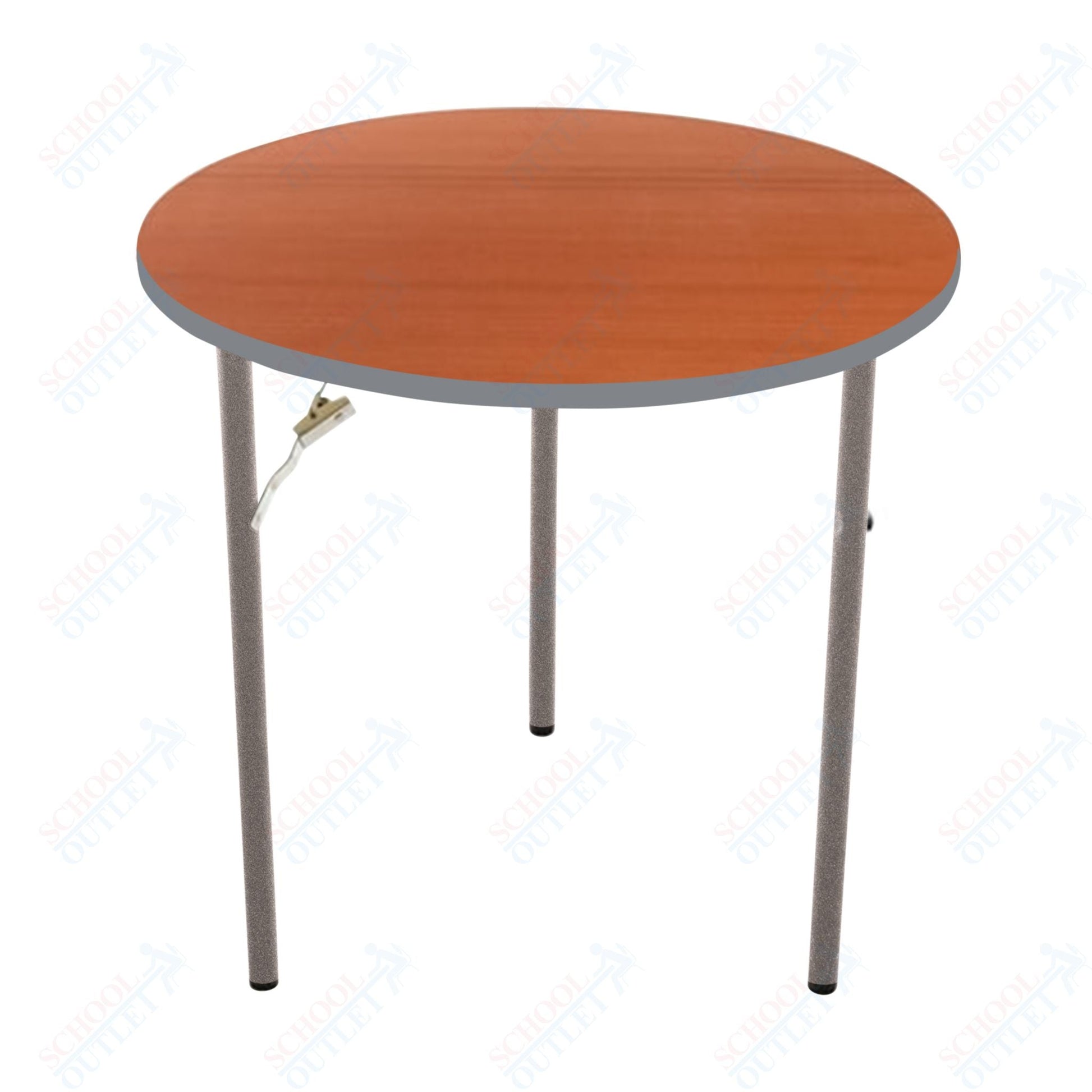 AmTab Folding Table - Plywood Stained and Sealed - Vinyl T - Molding Edge - Round - 54" Diameter x 29"H (AmTab AMT - R54PM) - SchoolOutlet