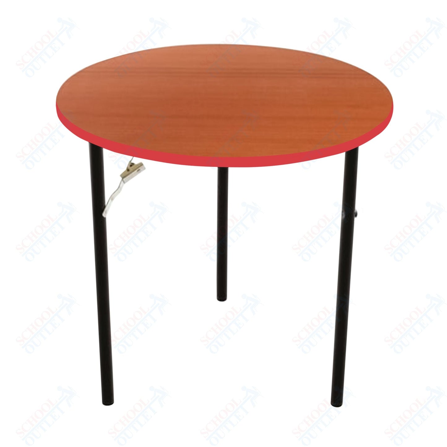 AmTab Folding Table - Plywood Stained and Sealed - Vinyl T - Molding Edge - Round - 54" Diameter x 29"H (AmTab AMT - R54PM) - SchoolOutlet