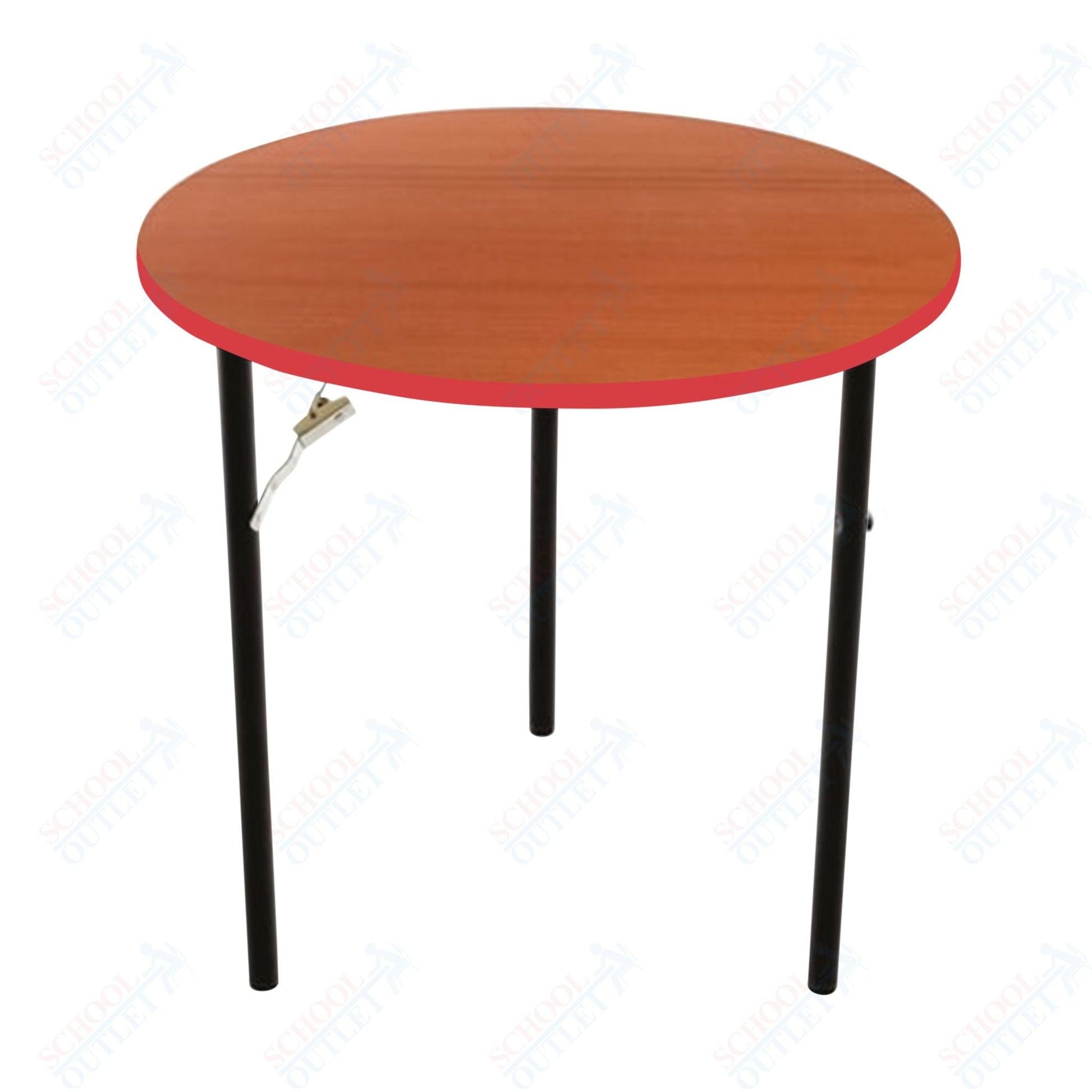 AmTab Folding Table - Plywood Stained and Sealed - Vinyl T - Molding Edge - Round - 54" Diameter x 29"H (AmTab AMT - R54PM) - SchoolOutlet