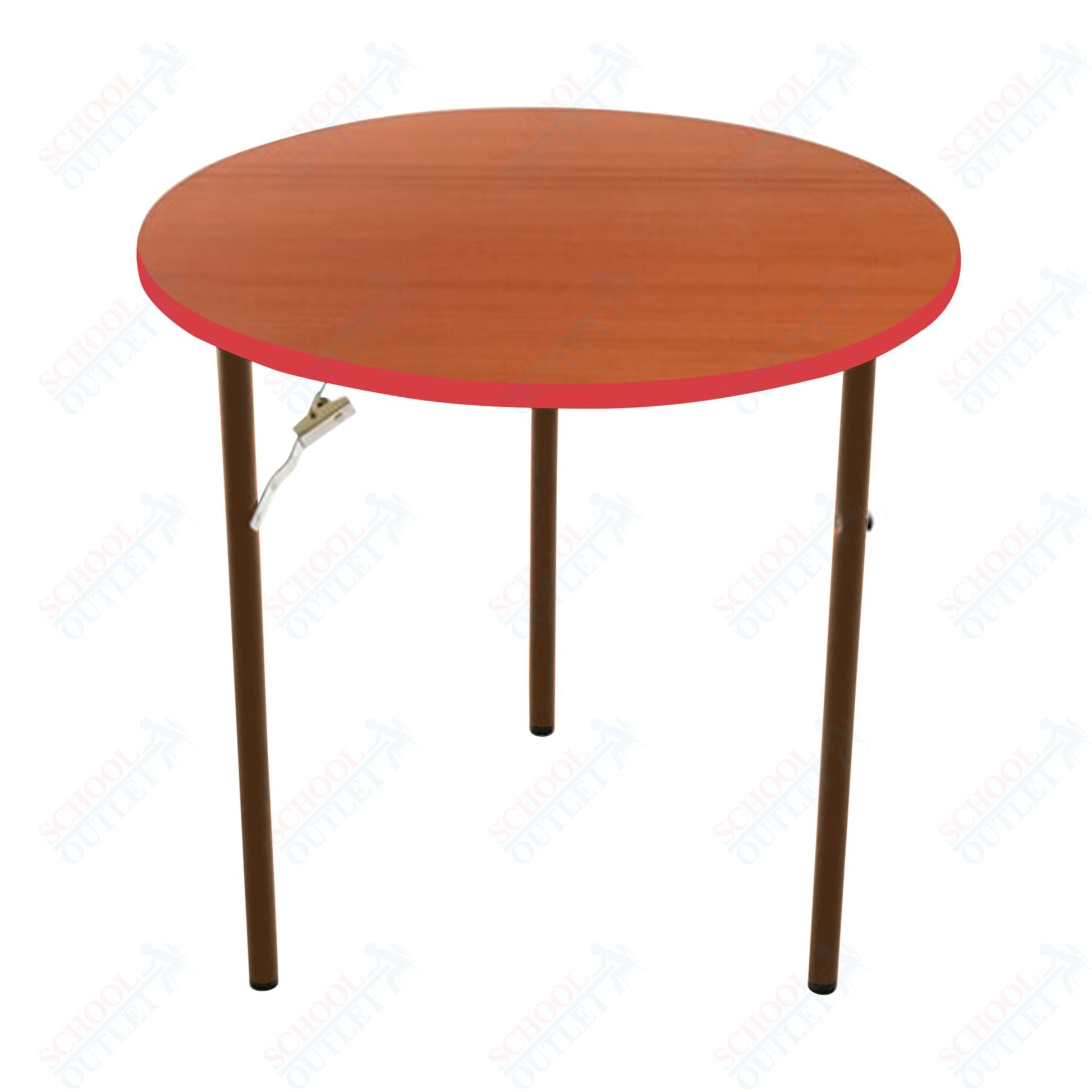 AmTab Folding Table - Plywood Stained and Sealed - Vinyl T - Molding Edge - Round - 54" Diameter x 29"H (AmTab AMT - R54PM) - SchoolOutlet