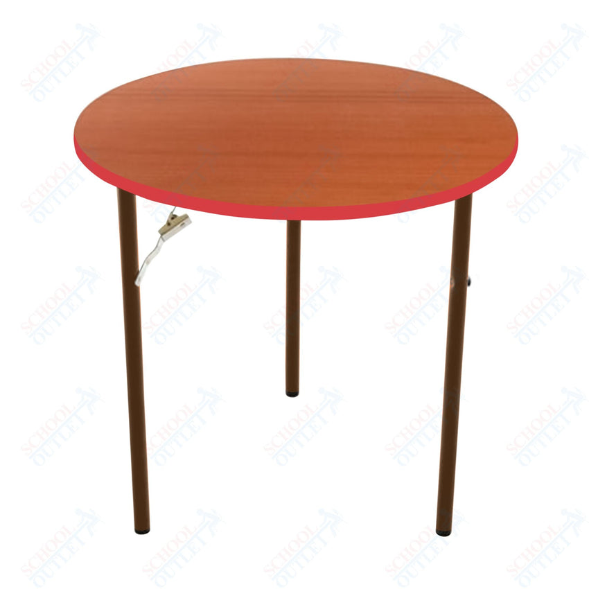 AmTab Folding Table - Plywood Stained and Sealed - Vinyl T - Molding Edge - Round - 54" Diameter x 29"H (AmTab AMT - R54PM) - SchoolOutlet