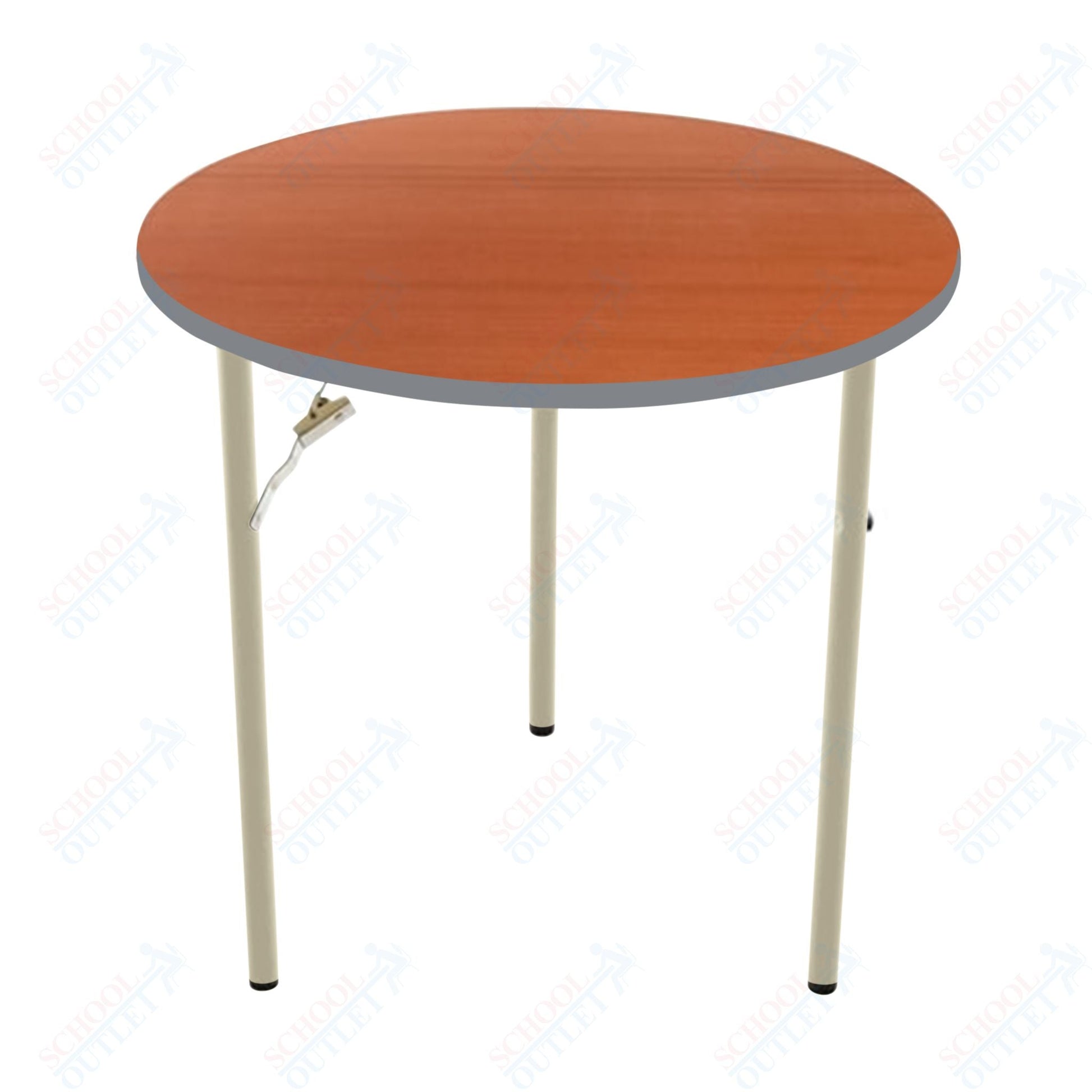 AmTab Folding Table - Plywood Stained and Sealed - Vinyl T - Molding Edge - Round - 60" Diameter x 29"H (AmTab AMT - R60PM) - SchoolOutlet