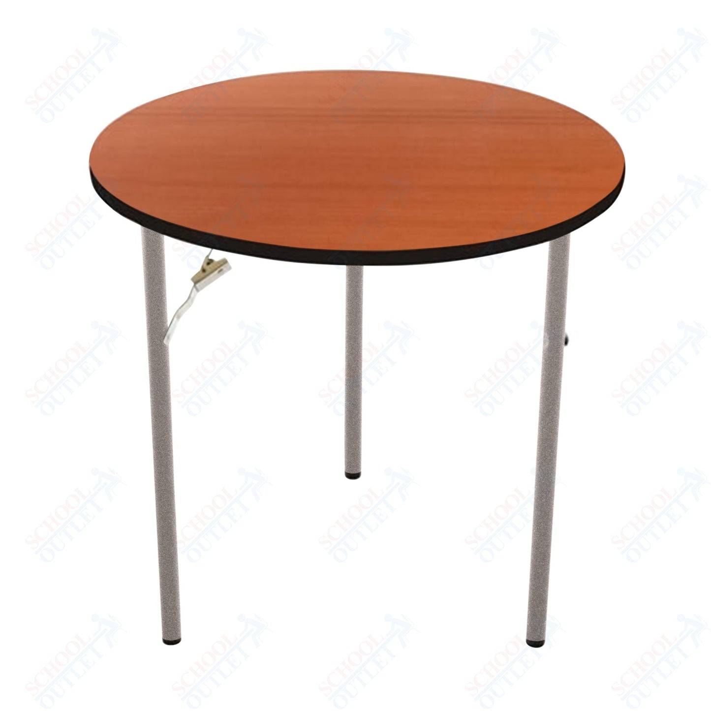 AmTab Folding Table - Plywood Stained and Sealed - Vinyl T - Molding Edge - Round - 66" Diameter x 29"H (AmTab AMT - R66PM) - SchoolOutlet