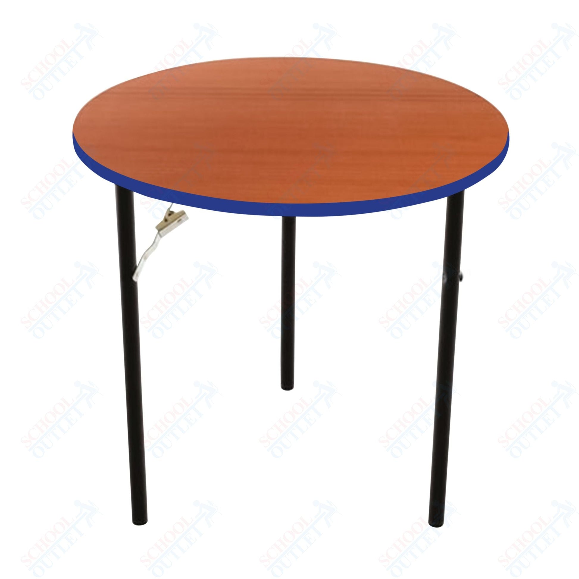 AmTab Folding Table - Plywood Stained and Sealed - Vinyl T - Molding Edge - Round - 72" Diameter x 29"H (AmTab AMT - R72PM) - SchoolOutlet