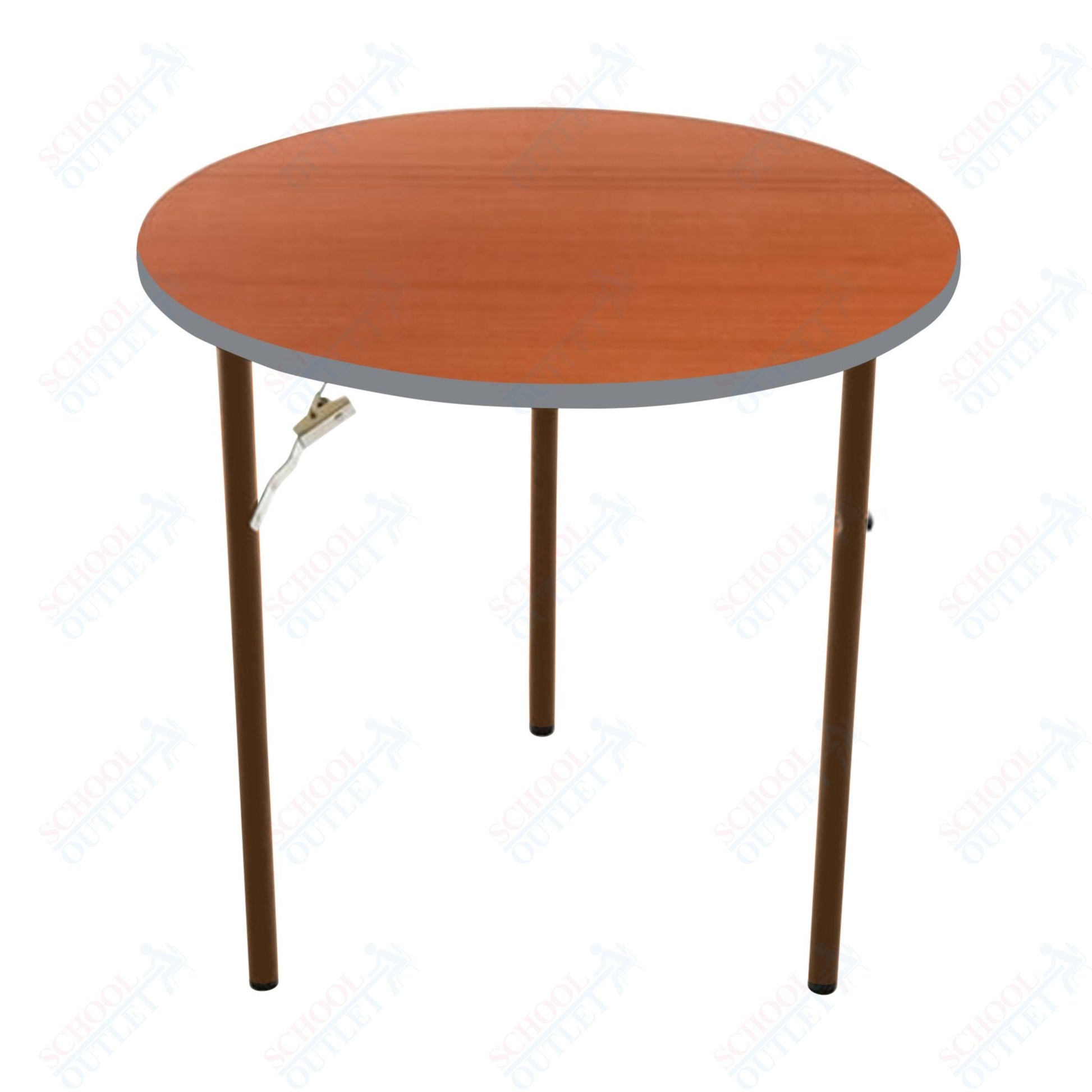 AmTab Folding Table - Plywood Stained and Sealed - Vinyl T - Molding Edge - Round - 72" Diameter x 29"H (AmTab AMT - R72PM) - SchoolOutlet