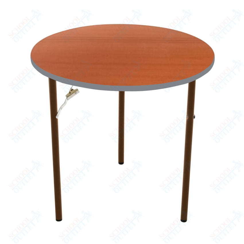 AmTab Folding Table - Plywood Stained and Sealed - Vinyl T - Molding Edge - Round - 72" Diameter x 29"H (AmTab AMT - R72PM) - SchoolOutlet