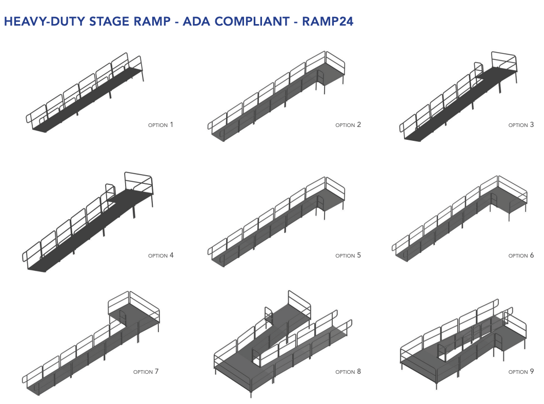 AmTab Stage Ramp - ADA Compliant - 24" Rise - Option 7 (AmTab AMT - RAMP24 - Option 7) - SchoolOutlet