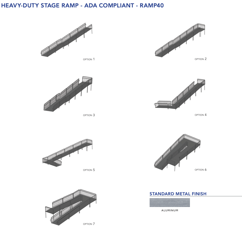 AmTab Stage Ramp - ADA Compliant - 40" Rise - Option 4 (AmTab AMT - RAMP40 - Option 4) - SchoolOutlet