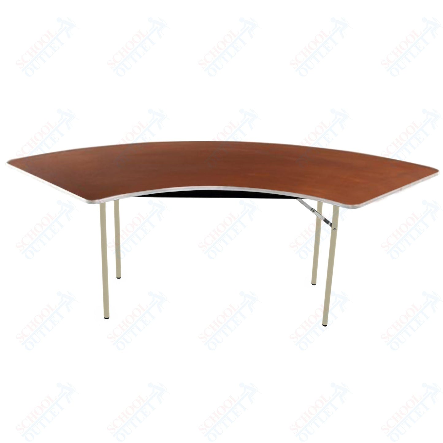 AmTab Folding Table - Plywood Stained and Sealed - Aluminum Edge - Serpentine - 30"W x 30,60"L x 29"H (AmTab AMT - SE305PA) - SchoolOutlet