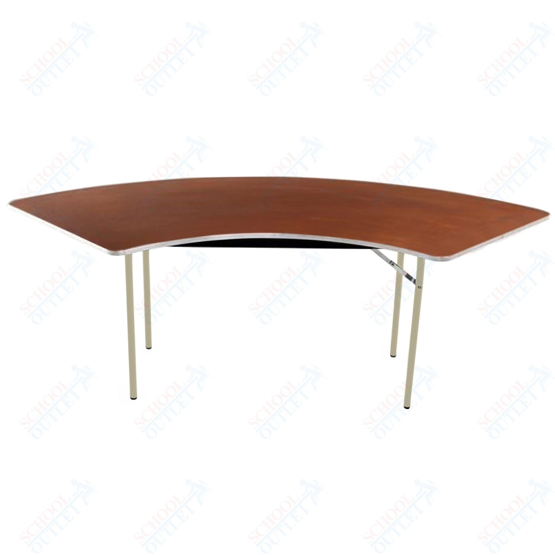 AmTab Folding Table - Plywood Stained and Sealed - Aluminum Edge - Serpentine - 30"W x 30,60"L x 29"H (AmTab AMT - SE305PA) - SchoolOutlet