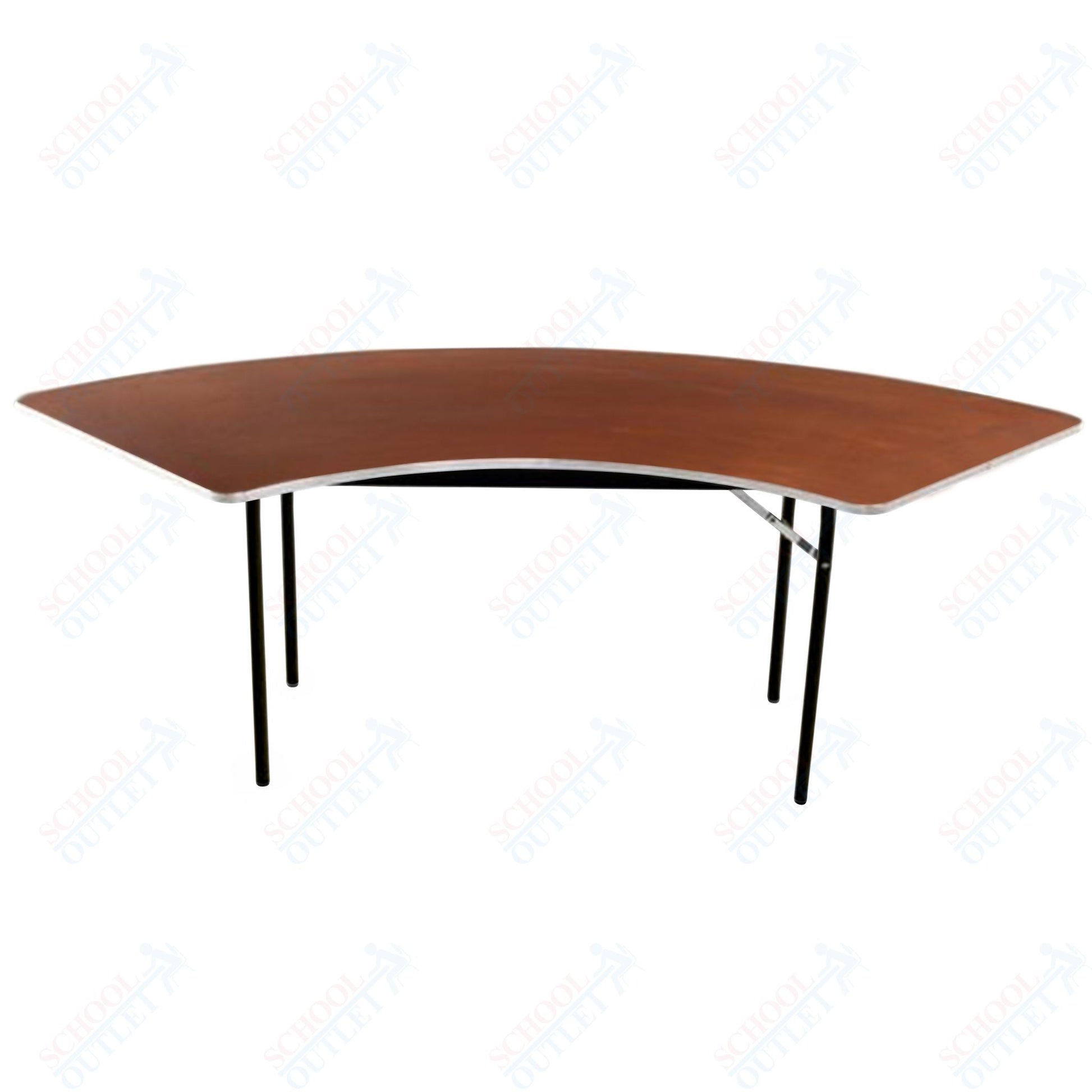 AmTab Folding Table - Plywood Stained and Sealed - Aluminum Edge - Serpentine - 30"W x 30,60"L x 29"H (AmTab AMT - SE305PA) - SchoolOutlet