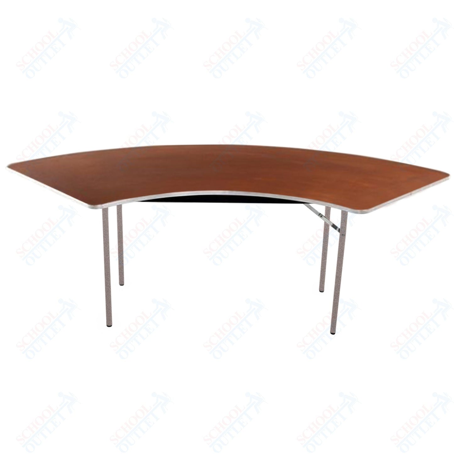 AmTab Folding Table - Plywood Stained and Sealed - Aluminum Edge - Serpentine - 30"W x 30,60"L x 29"H (AmTab AMT - SE305PA) - SchoolOutlet