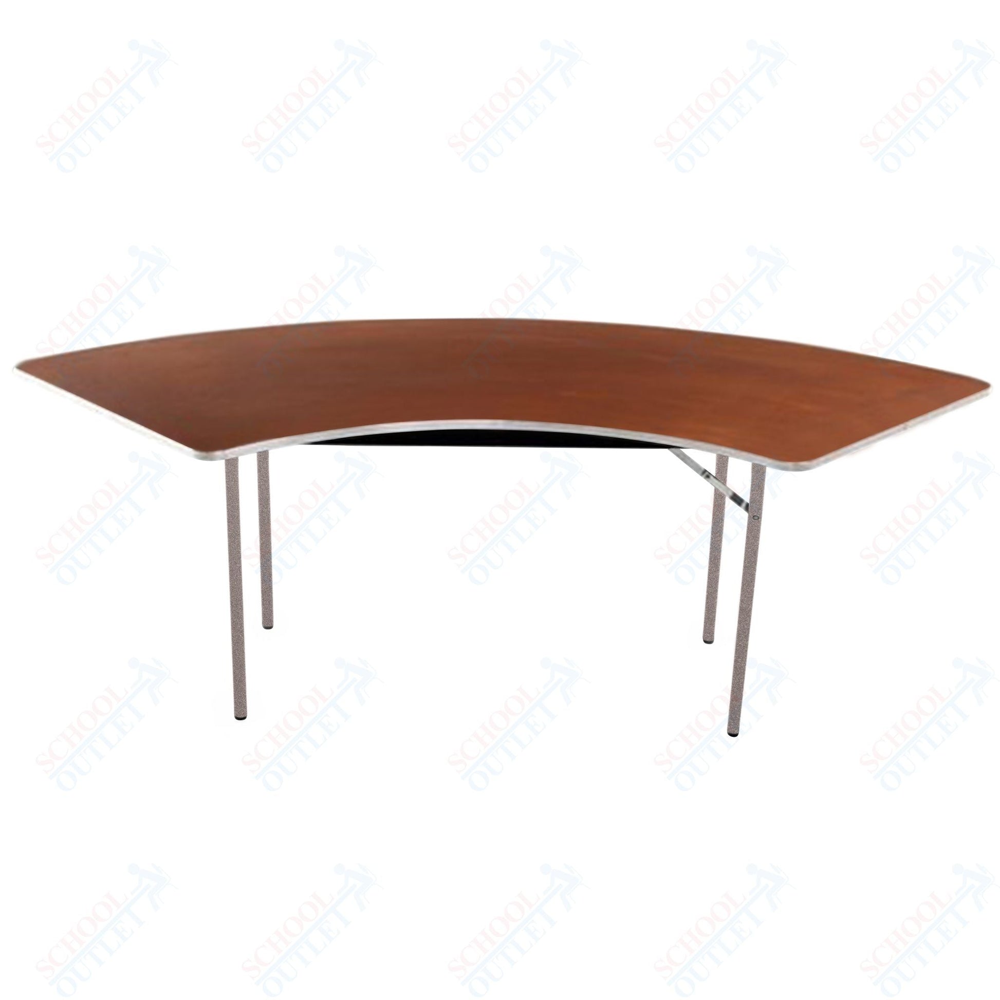 AmTab Folding Table - Plywood Stained and Sealed - Aluminum Edge - Serpentine - 30"W x 30,60"L x 29"H (AmTab AMT - SE305PA) - SchoolOutlet