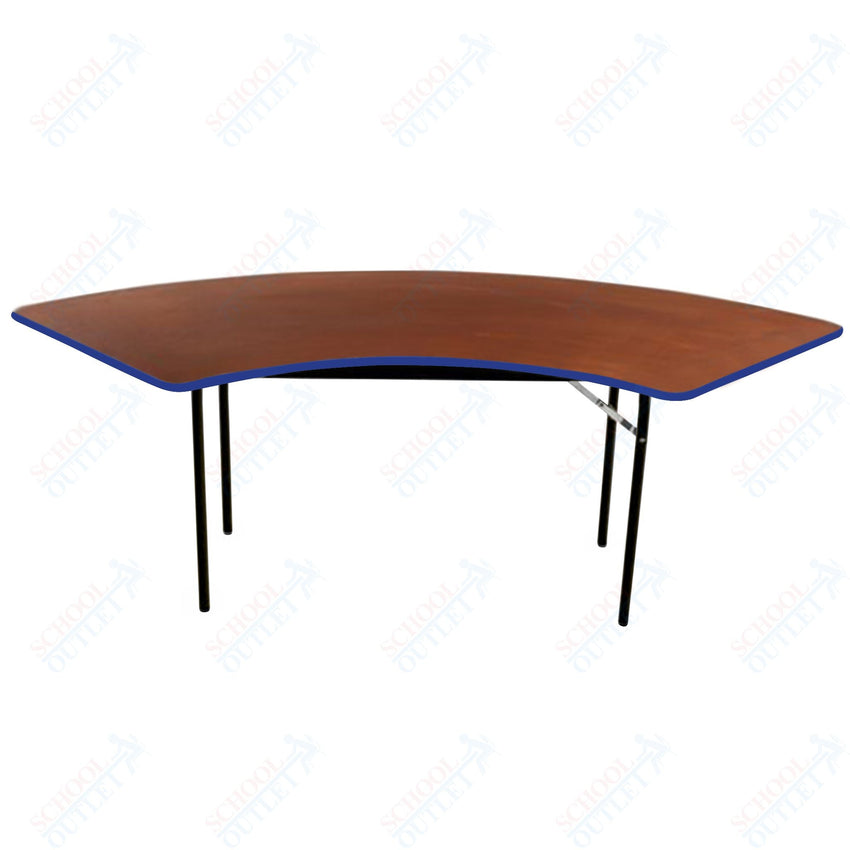 AmTab Folding Table - Plywood Stained and Sealed - Vinyl T - Molding Edge - Serpentine - 30"W x 30,60"L x 29"H (AmTab AMT - SE305PM) - SchoolOutlet
