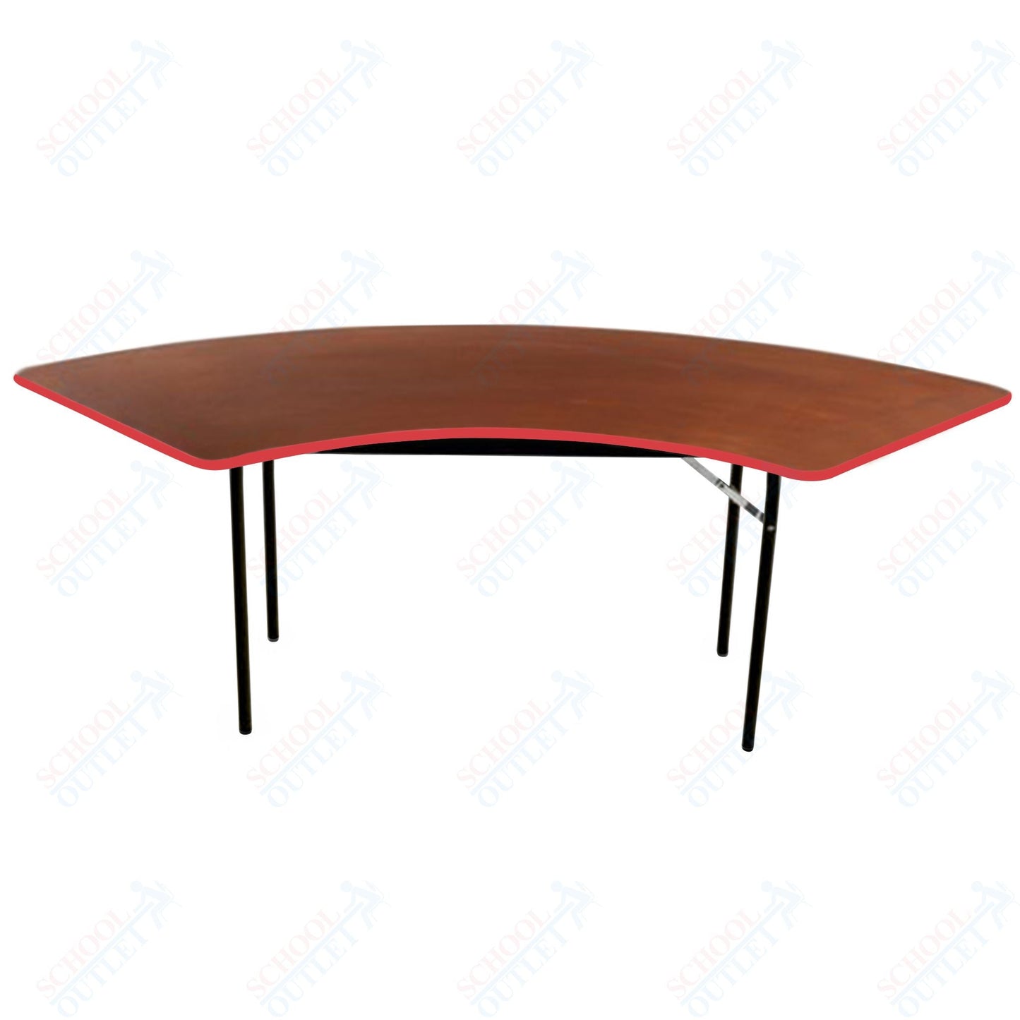 AmTab Folding Table - Plywood Stained and Sealed - Vinyl T - Molding Edge - Serpentine - 30"W x 30,60"L x 29"H (AmTab AMT - SE305PM) - SchoolOutlet