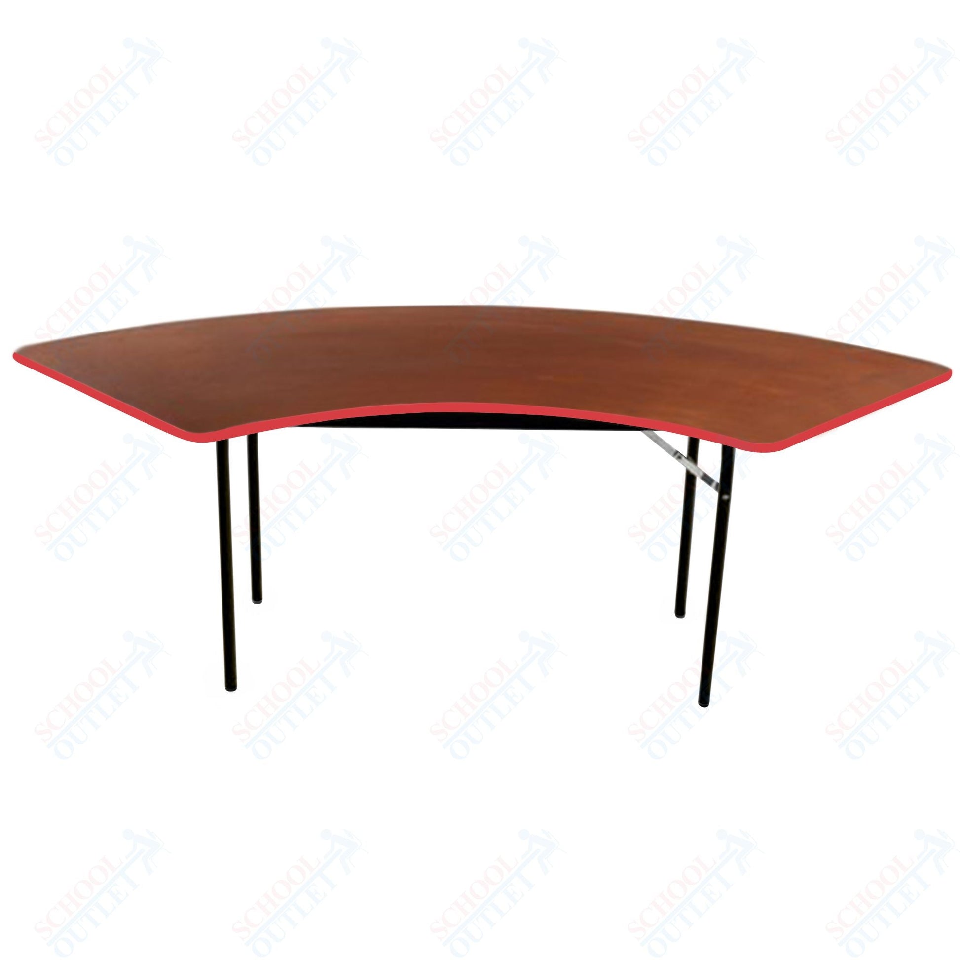 AmTab Folding Table - Plywood Stained and Sealed - Vinyl T - Molding Edge - Serpentine - 30"W x 30,60"L x 29"H (AmTab AMT - SE305PM) - SchoolOutlet