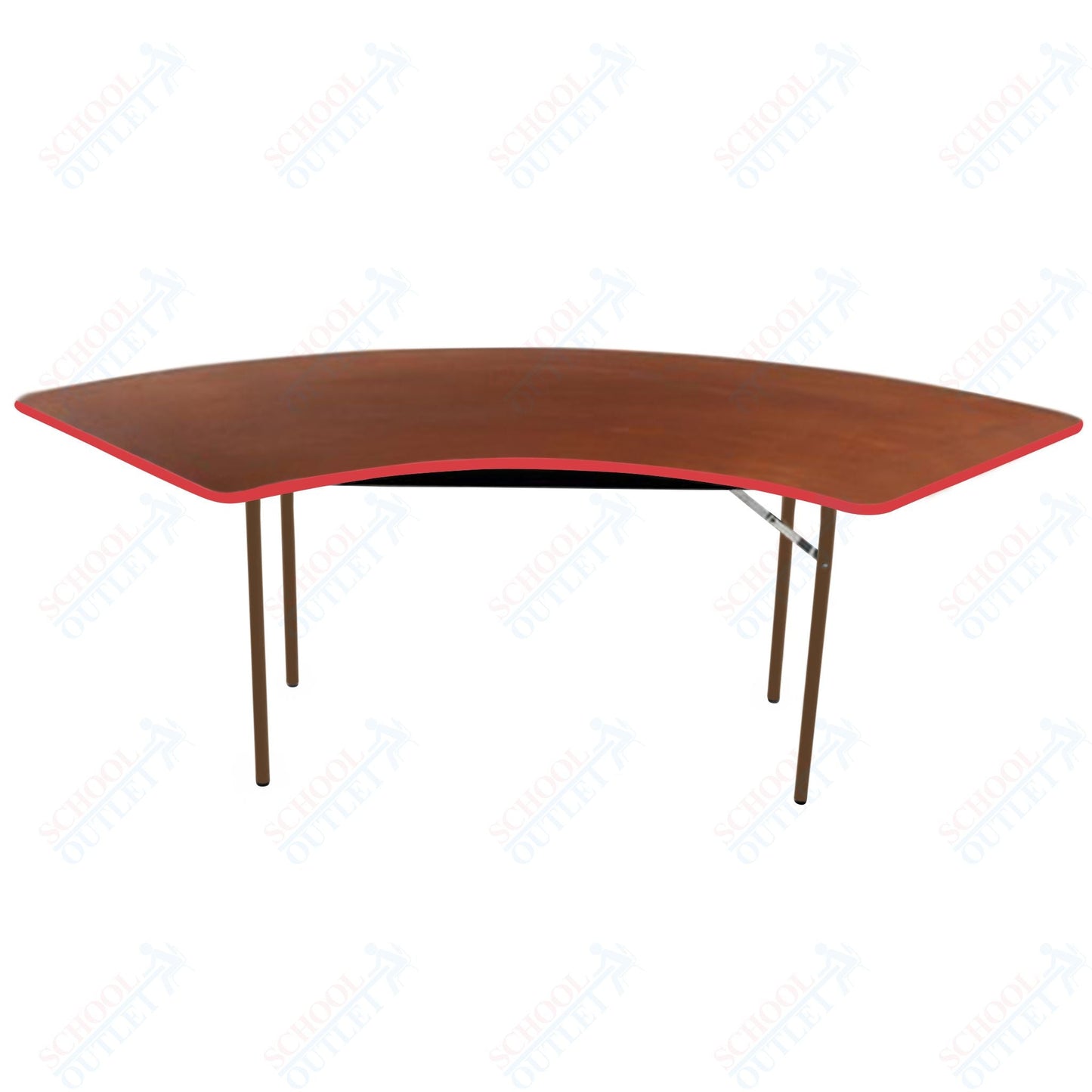 AmTab Folding Table - Plywood Stained and Sealed - Vinyl T - Molding Edge - Serpentine - 30"W x 30,60"L x 29"H (AmTab AMT - SE305PM) - SchoolOutlet