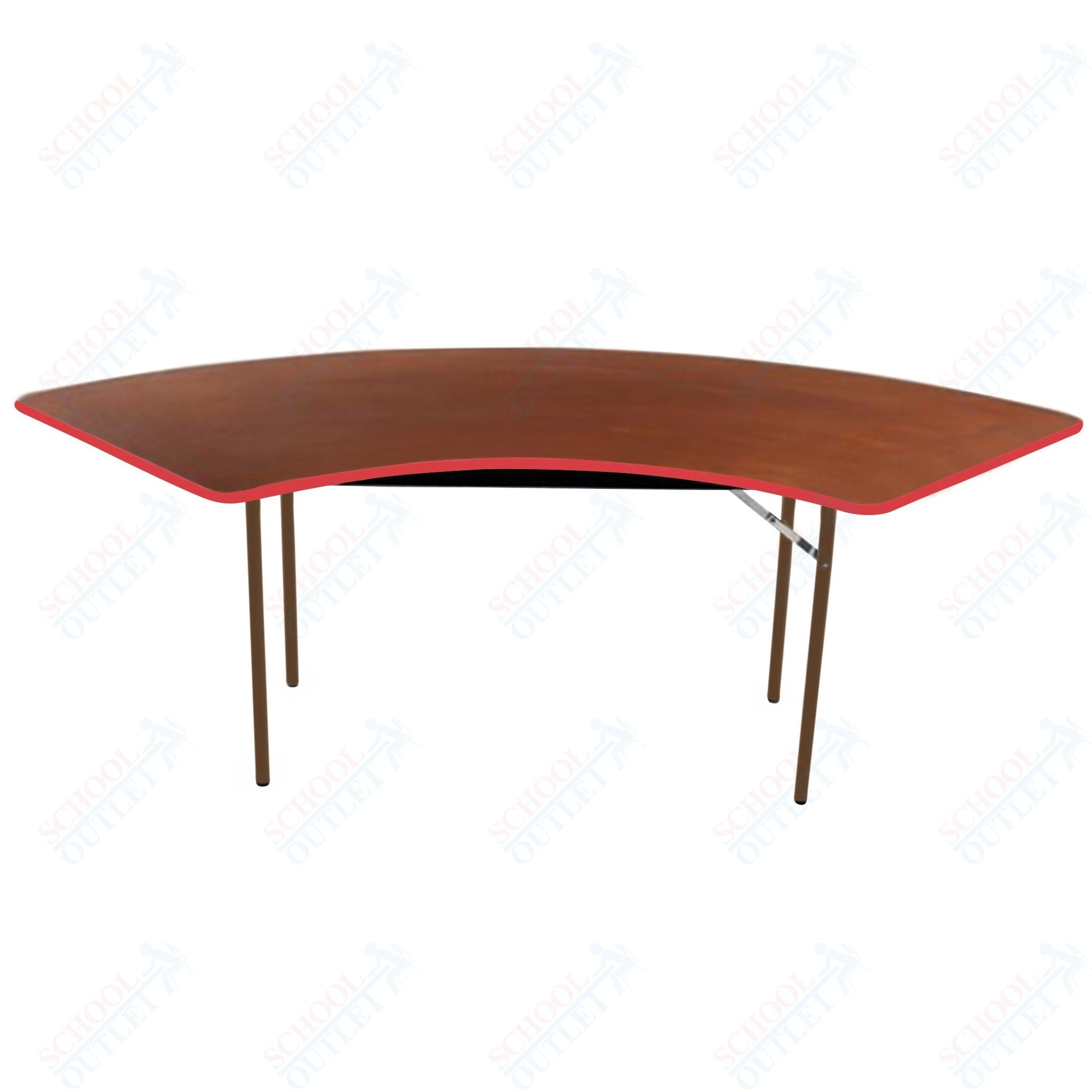 AmTab Folding Table - Plywood Stained and Sealed - Vinyl T - Molding Edge - Serpentine - 30"W x 30,60"L x 29"H (AmTab AMT - SE305PM) - SchoolOutlet