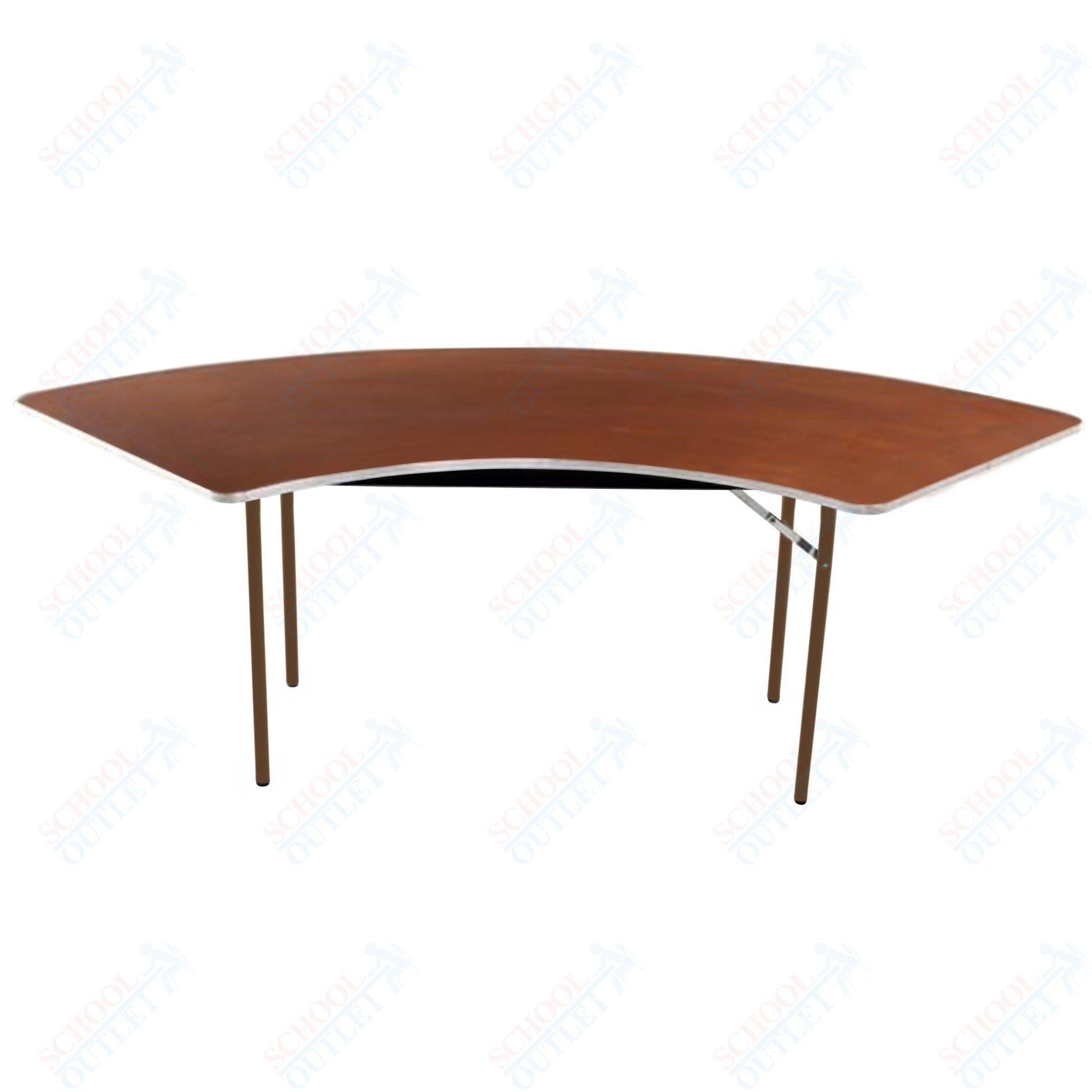 AmTab Folding Table - Plywood Stained and Sealed - Aluminum Edge - Serpentine - 30"W x 42,72"L x 29"H (AmTab AMT - SE306PA) - SchoolOutlet