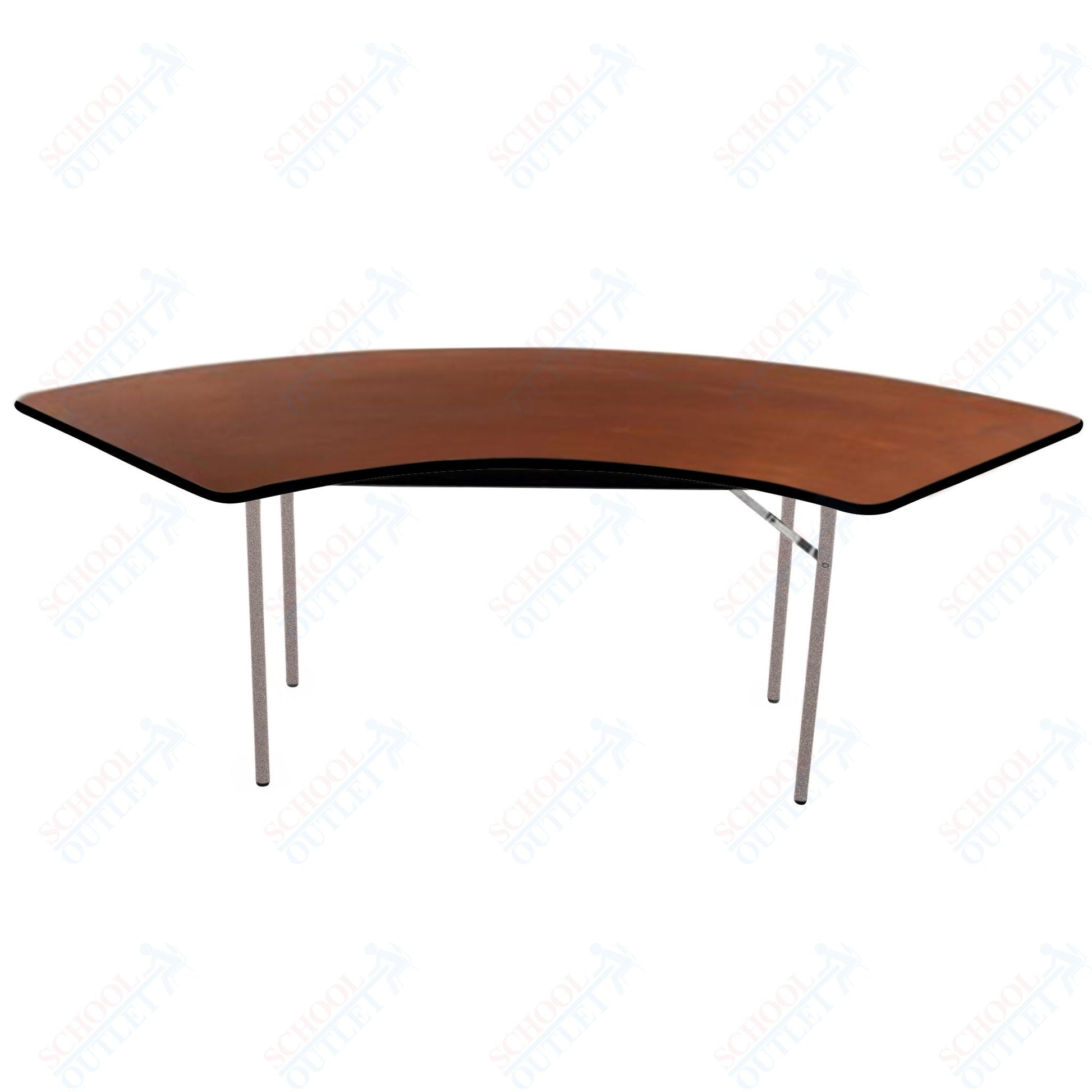 AmTab Folding Table - Plywood Stained and Sealed - Vinyl T - Molding Edge - Serpentine - 30"W x 42,72"L x 29"H (AmTab AMT - SE306PM) - SchoolOutlet