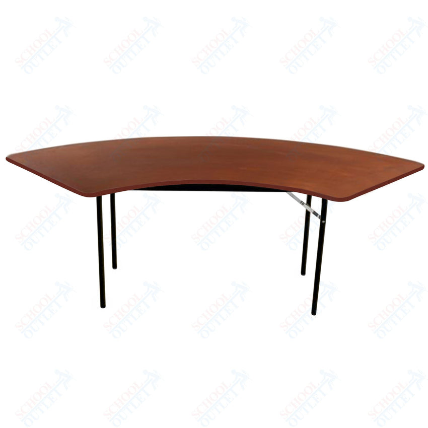 AmTab Folding Table - Plywood Stained and Sealed - Vinyl T - Molding Edge - Serpentine - 30"W x 42,72"L x 29"H (AmTab AMT - SE306PM) - SchoolOutlet