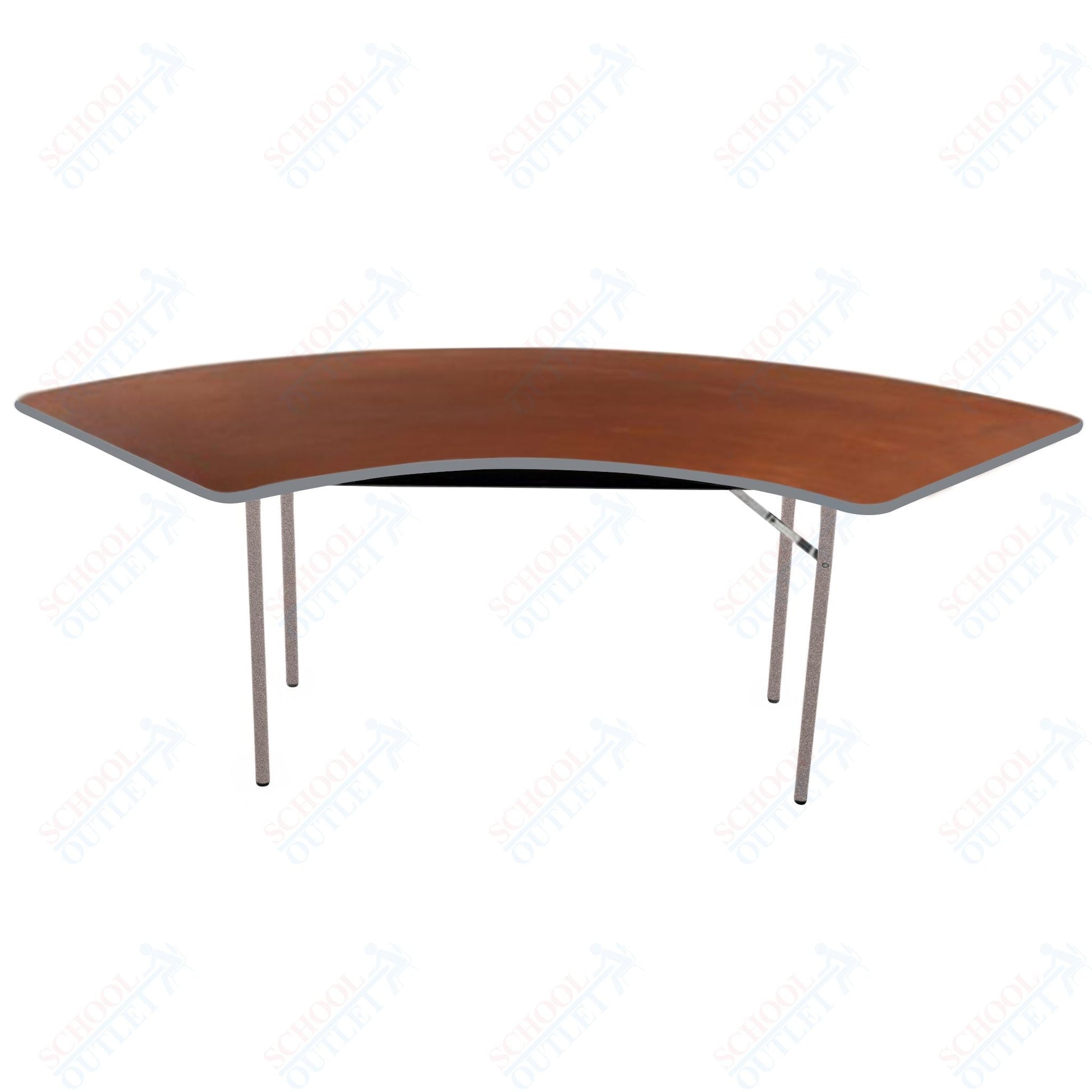 AmTab Folding Table - Plywood Stained and Sealed - Vinyl T - Molding Edge - Serpentine - 30"W x 42,72"L x 29"H (AmTab AMT - SE306PM) - SchoolOutlet