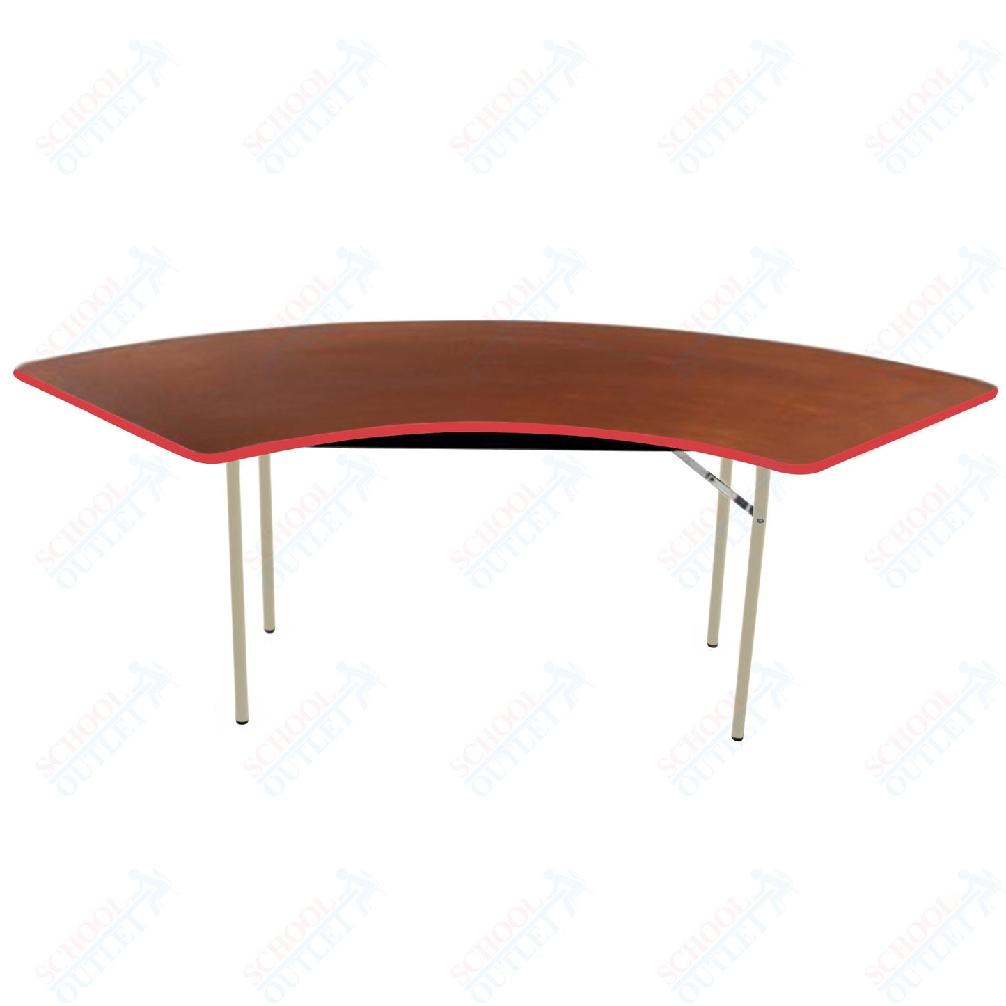 AmTab Folding Table - Plywood Stained and Sealed - Vinyl T - Molding Edge - Serpentine - 30"W x 42,72"L x 29"H (AmTab AMT - SE306PM) - SchoolOutlet