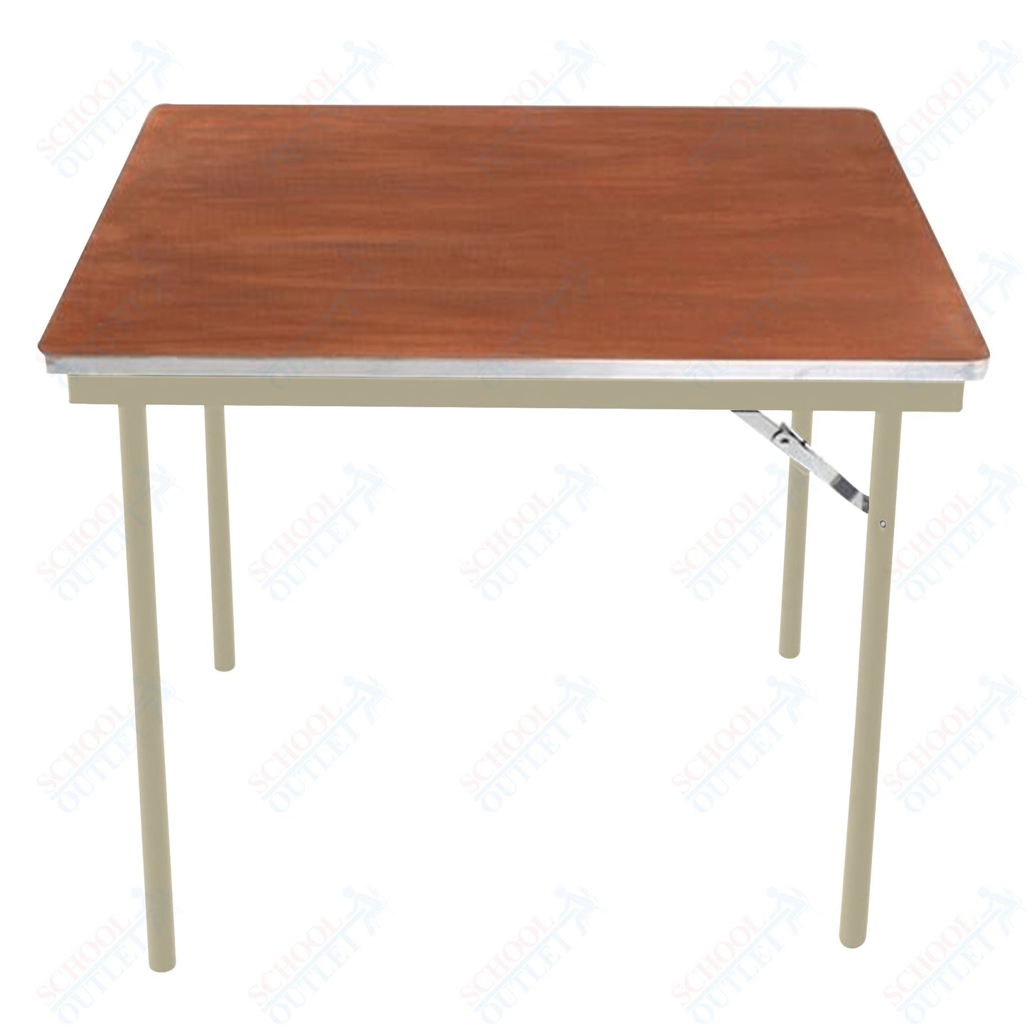 AmTab Folding Table - Plywood Stained and Sealed - Aluminum Edge - Square - 30"W x 30"L x 29"H (AmTab AMT - SQ30PA) - SchoolOutlet