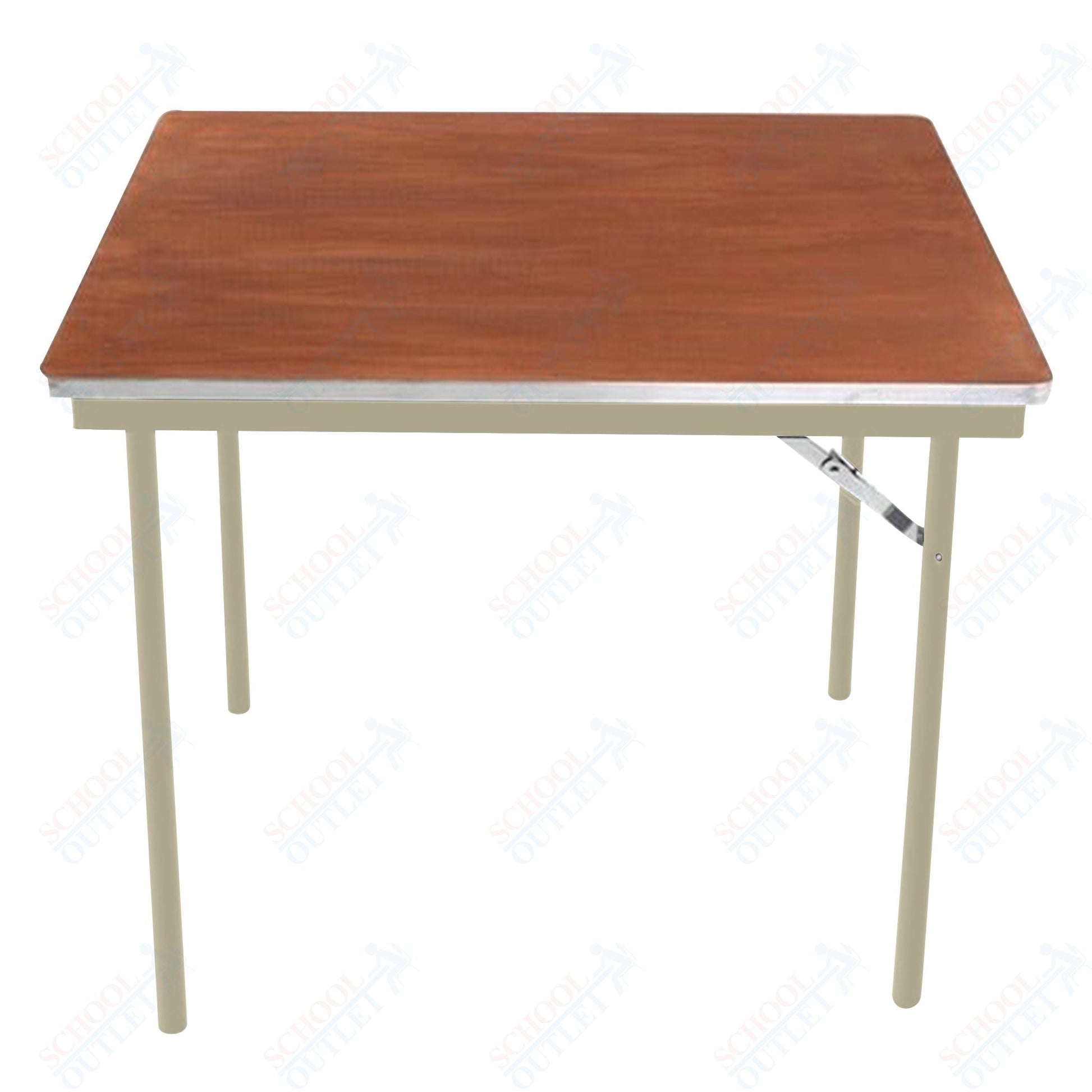 AmTab Folding Table - Plywood Stained and Sealed - Aluminum Edge - Square - 30"W x 30"L x 29"H (AmTab AMT - SQ30PA) - SchoolOutlet