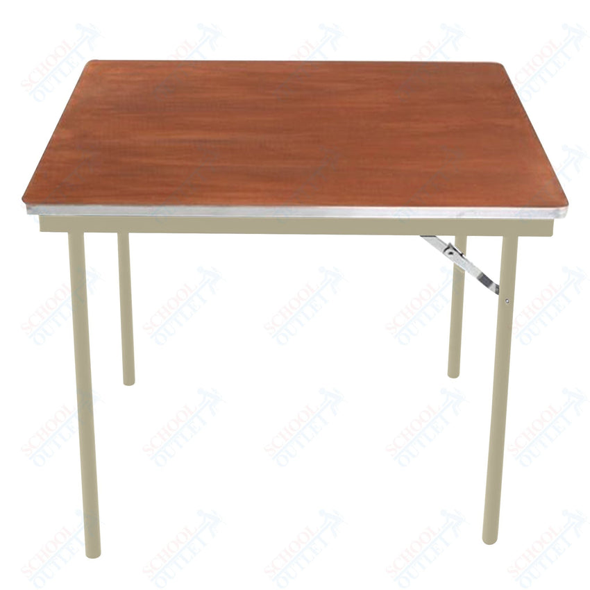 AmTab Folding Table - Plywood Stained and Sealed - Aluminum Edge - Square - 30"W x 30"L x 29"H (AmTab AMT - SQ30PA) - SchoolOutlet